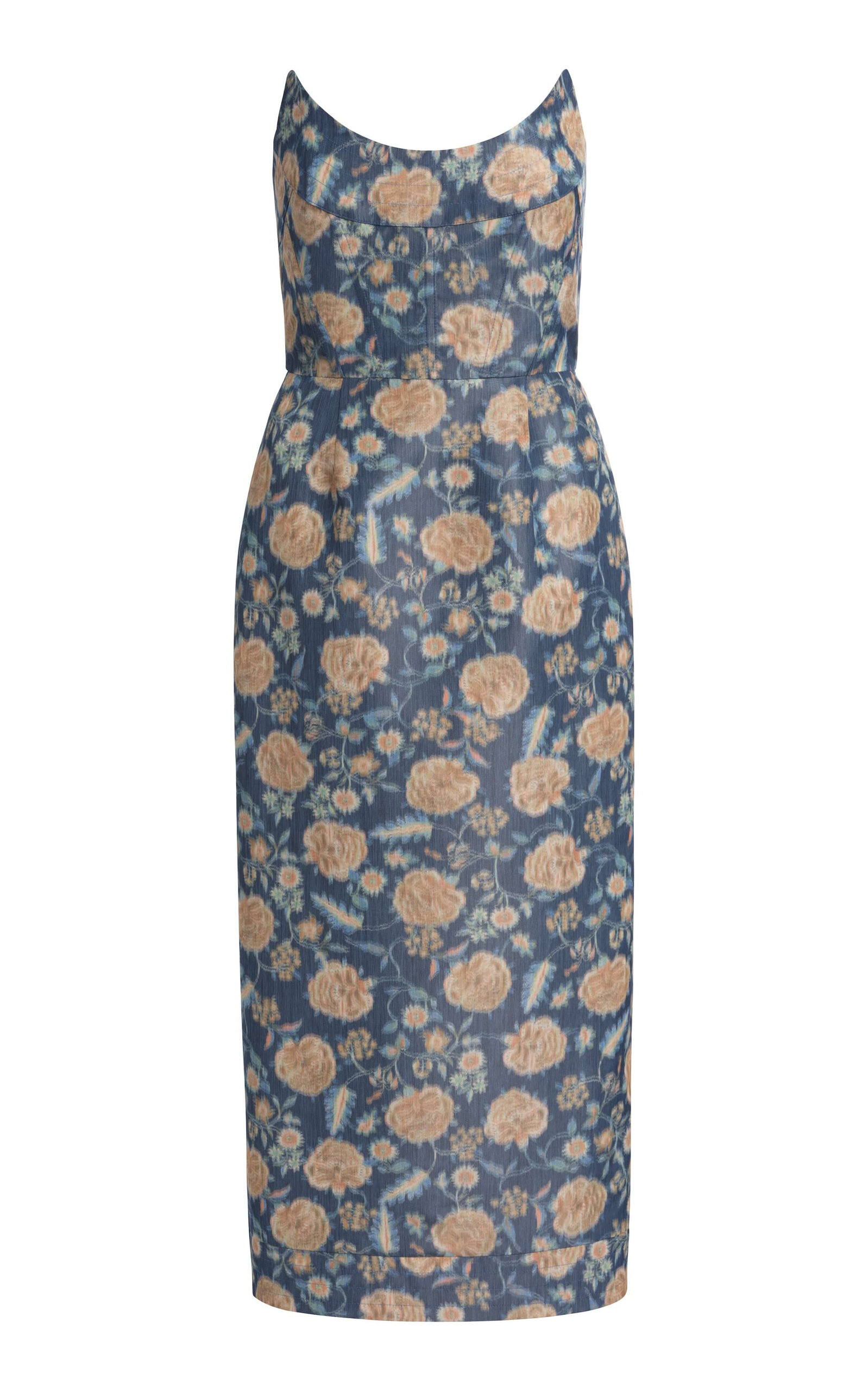 Markarian Cypress Dusk Marigold Ikat Midi Dress In Floral