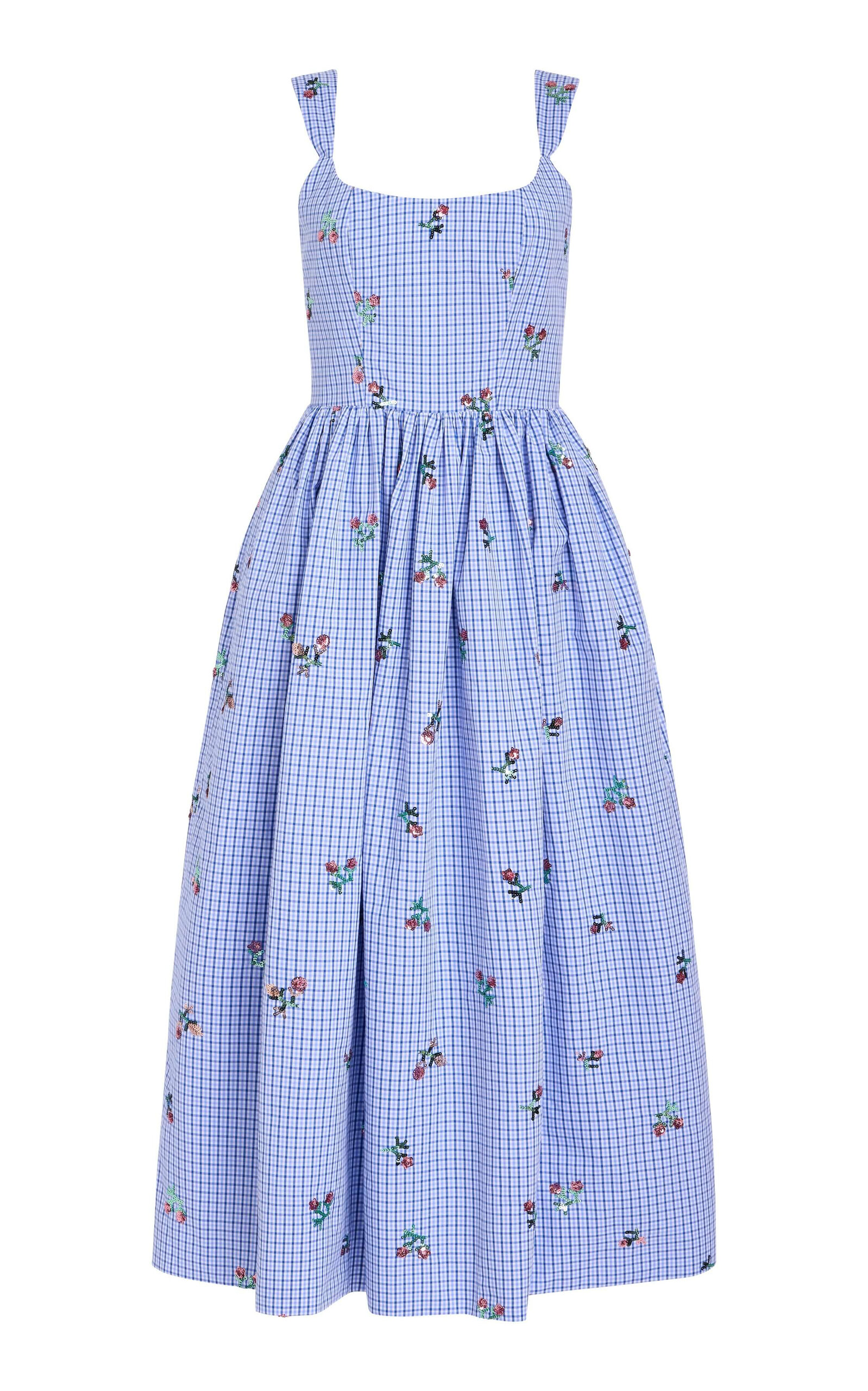 Markarian Nara Sequined Cotton Midi Dress In Blue