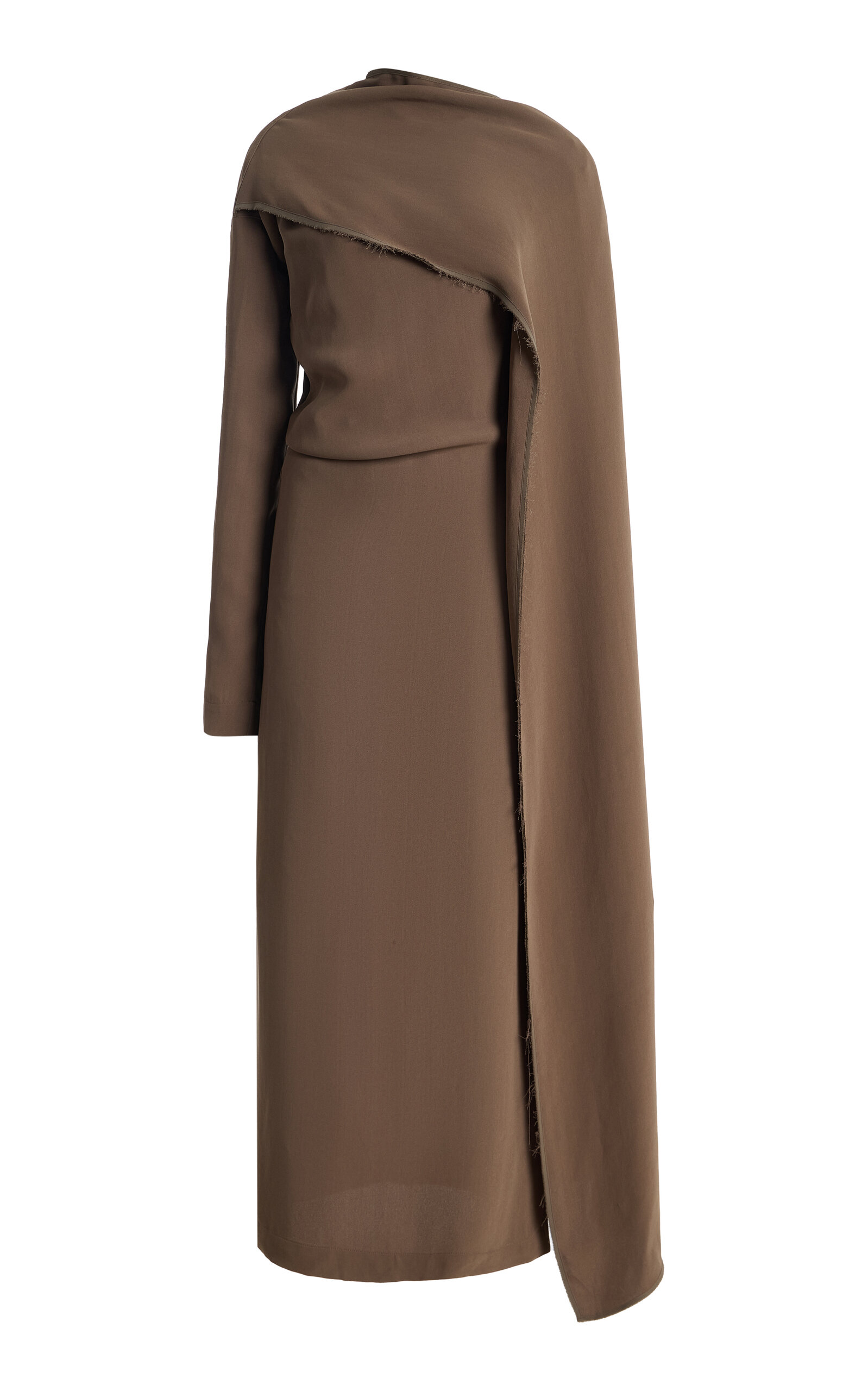 Totême Toteme Scarf-detailed Twill Midi Dress In Grey