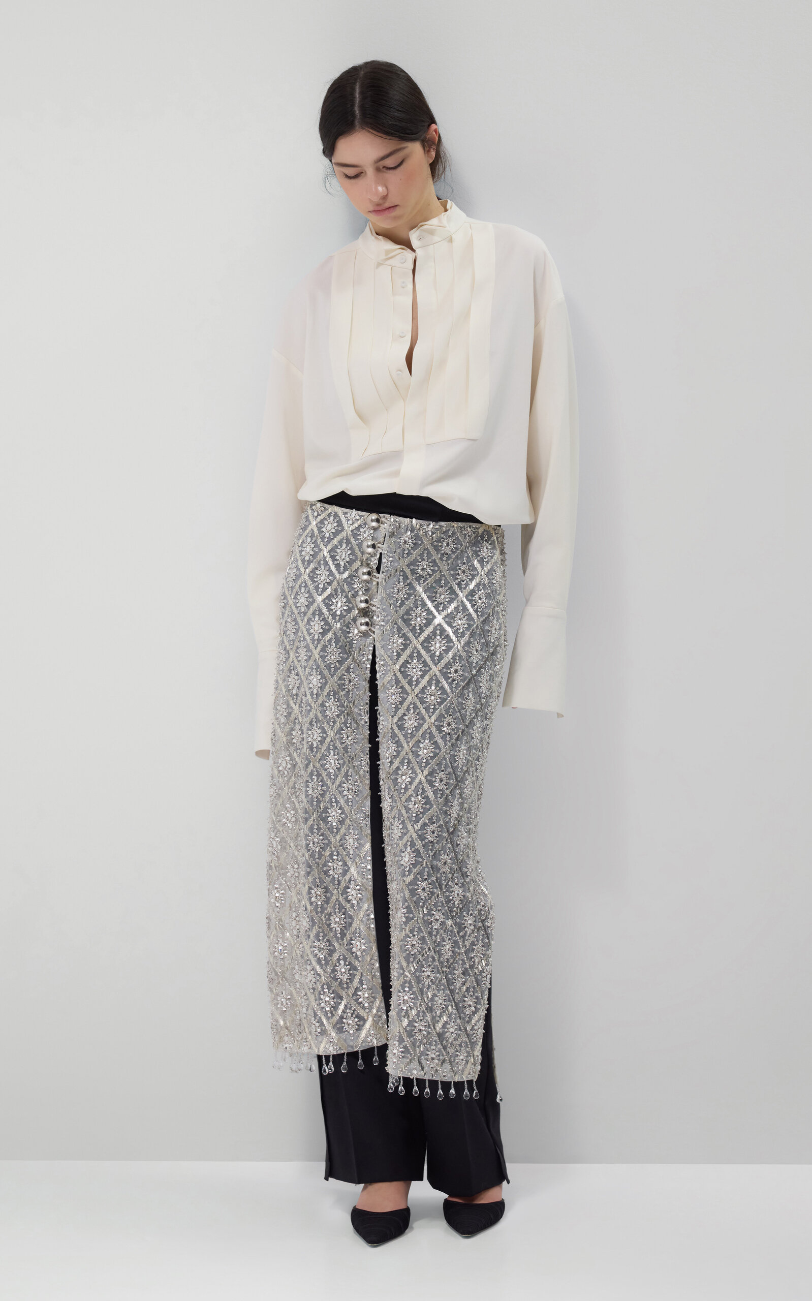 LEIN Vale Hand-Embroidered Lattice Overskirt - Moda Operandi