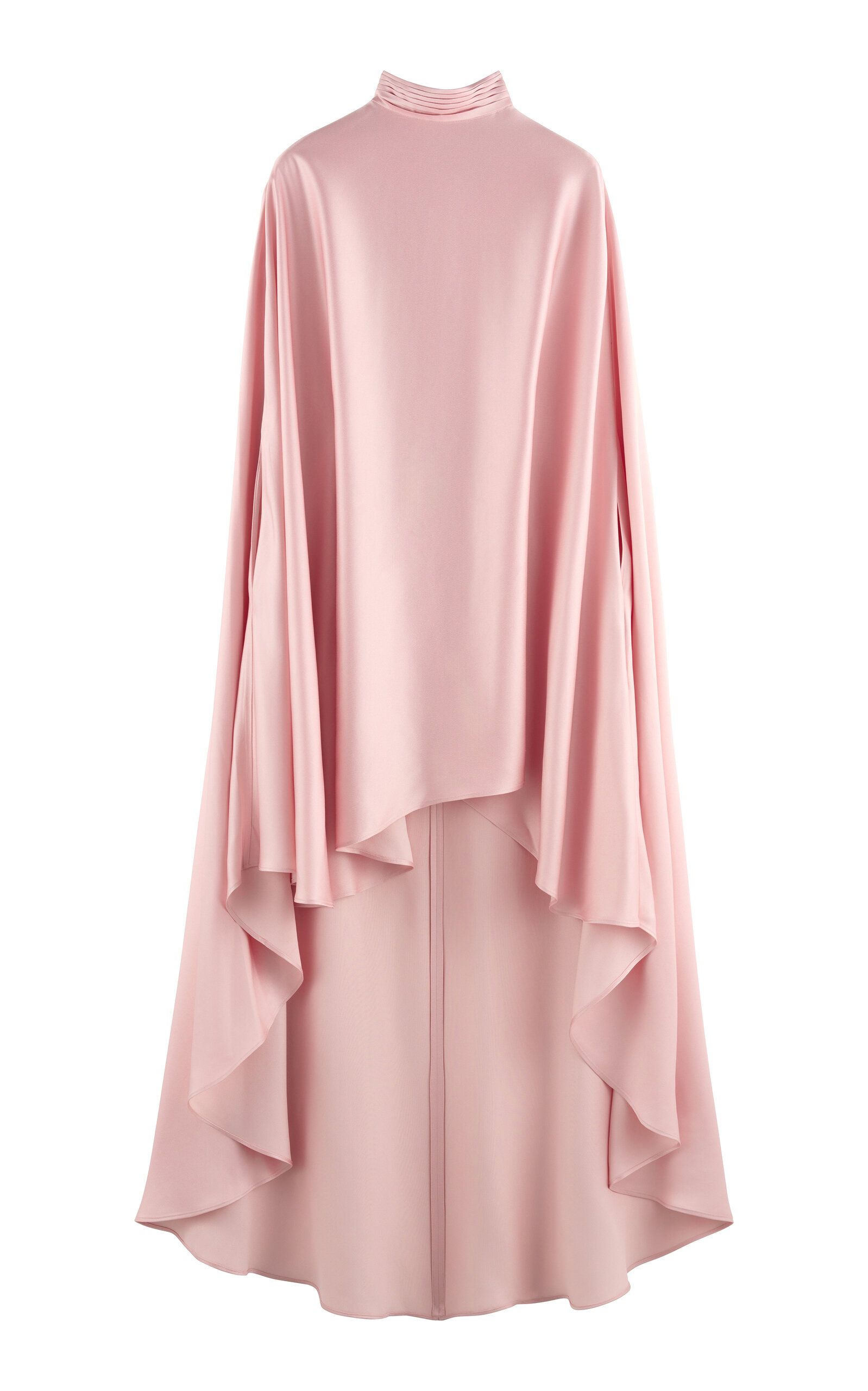 Poncho Turtleneck Satin Maxi Dress