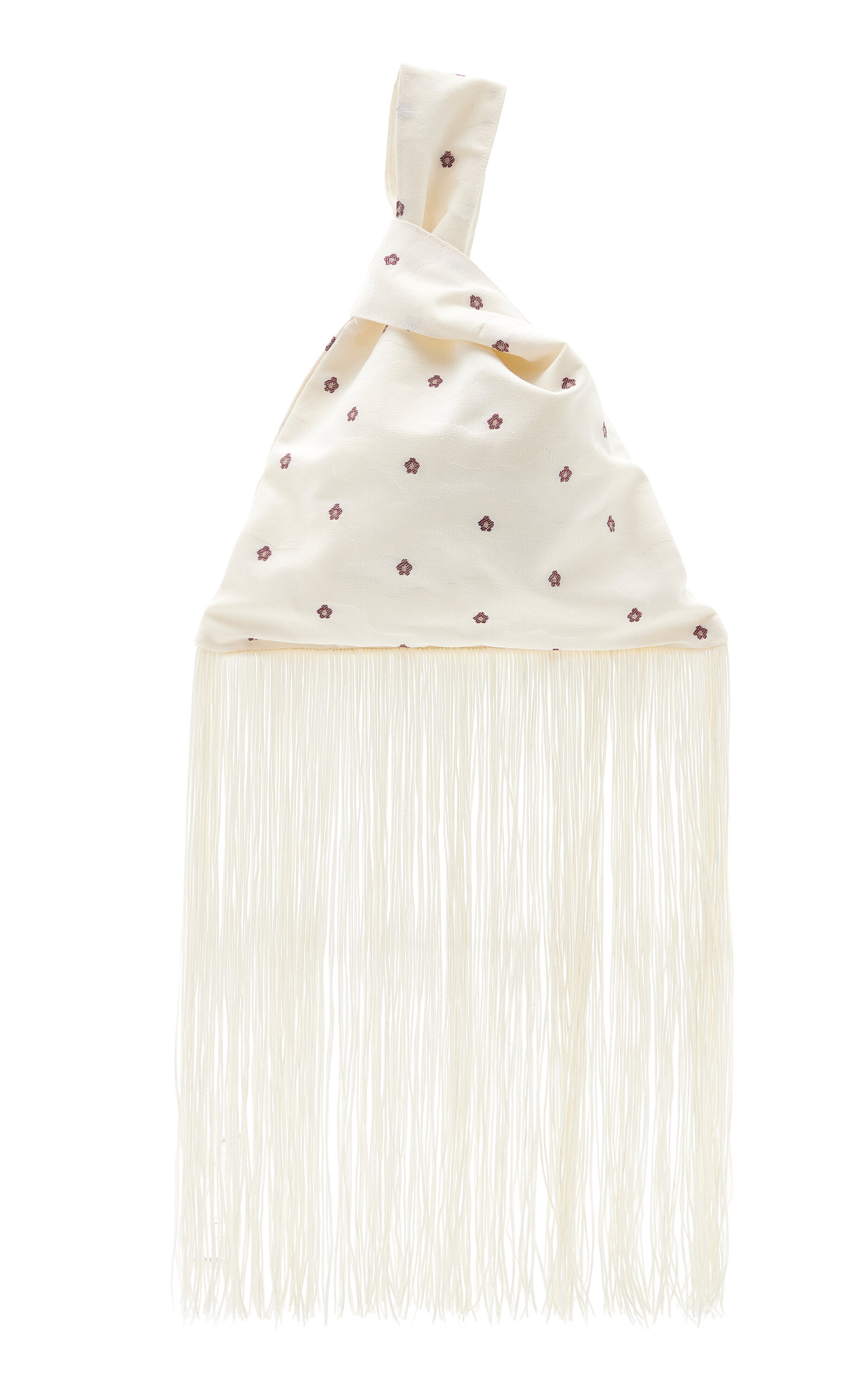 Mélisse - The Rose Bud Embroidered Moire Knot Bag - Ivory - OS - Moda Operandi