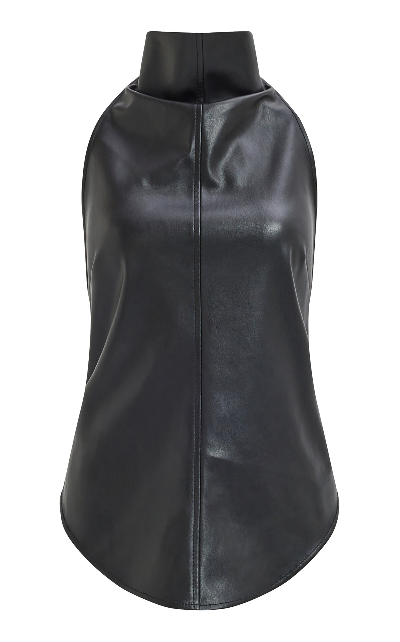 Aje Lucy Faux Leather Halterneck Top In Black