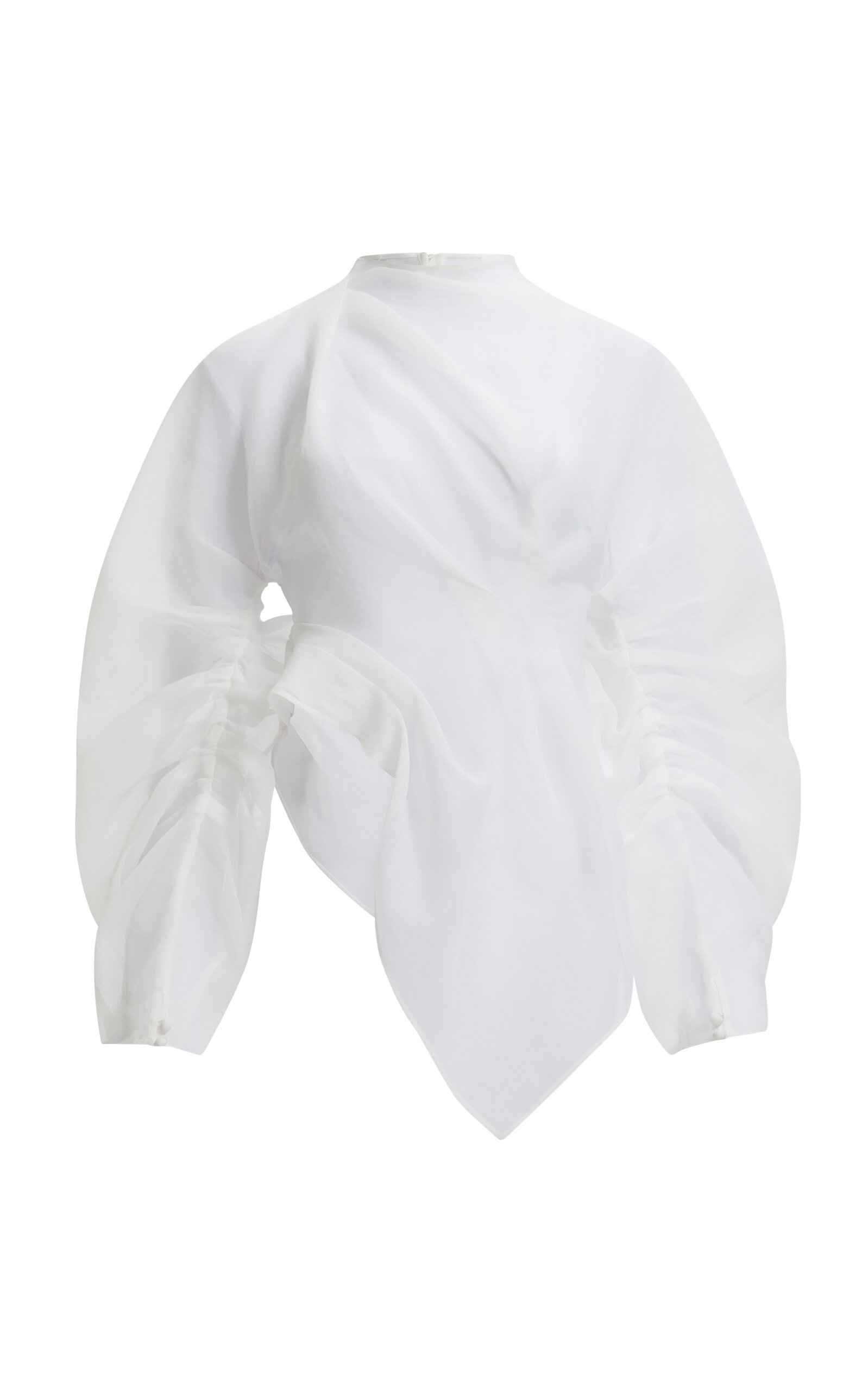 Aje Shari Sheer Asymmetric Blouse In White