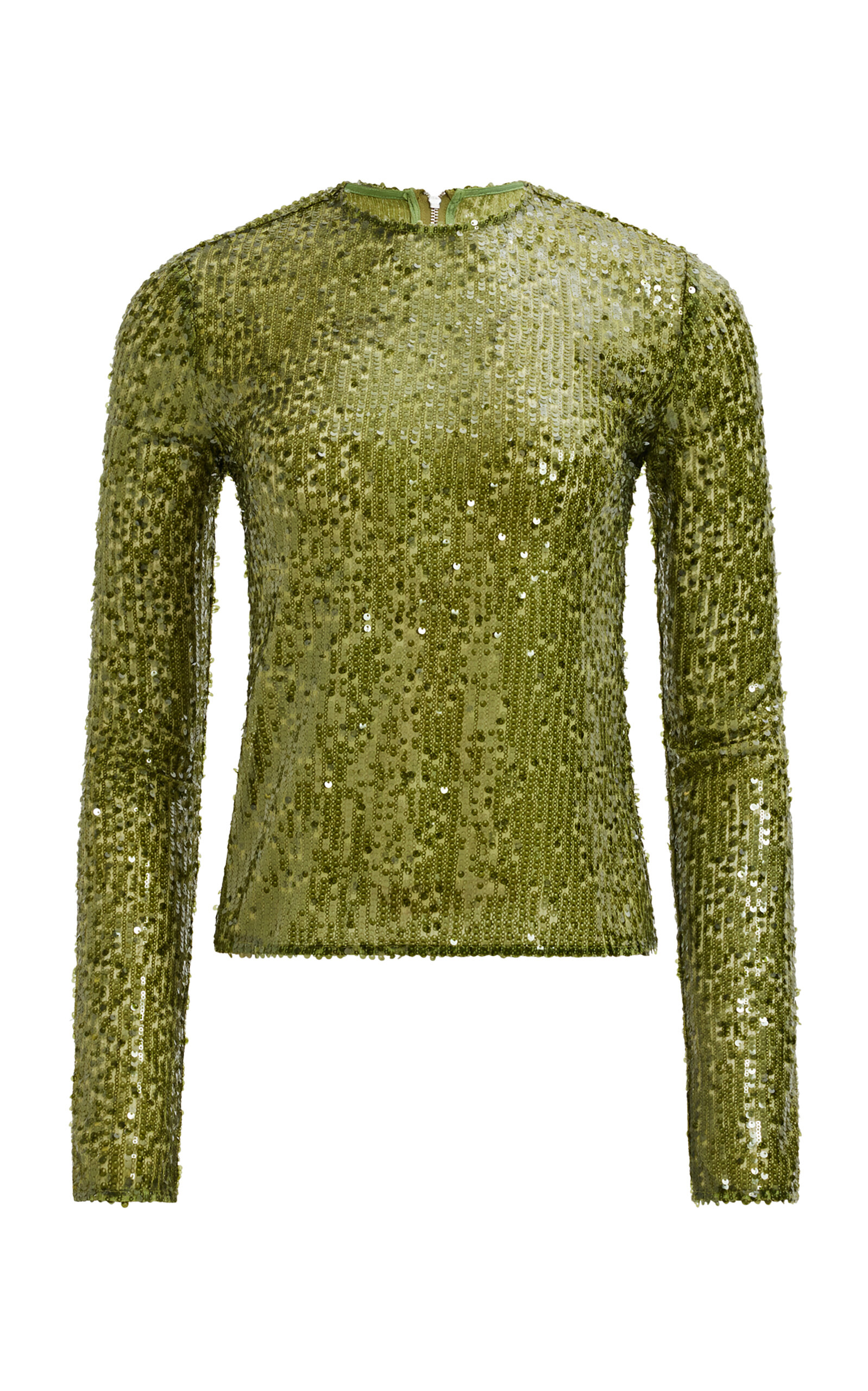 Aje Althira Sequined Long-sleeved Top In Green