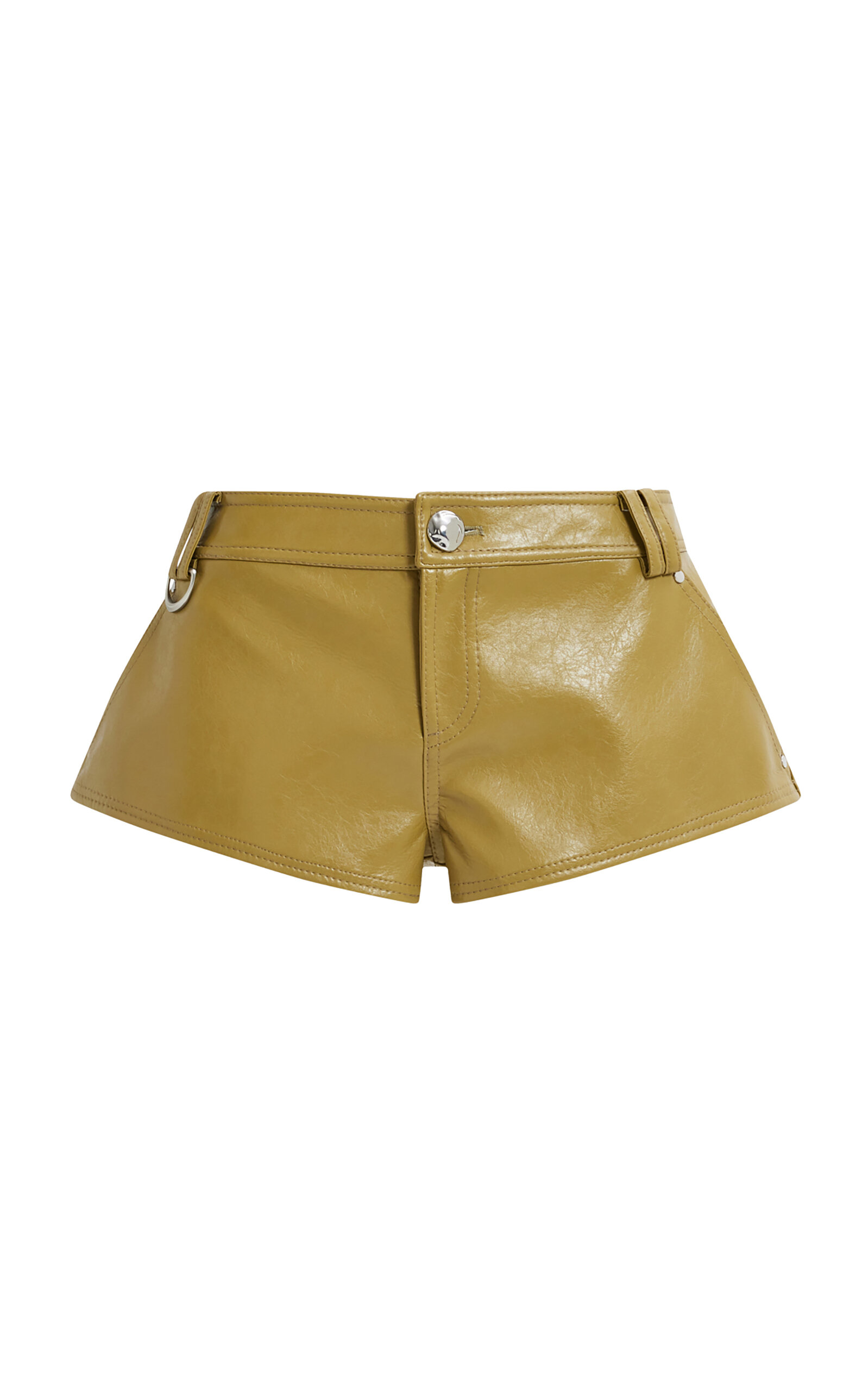Aje Tommi Faux Leather Shorts In Gold