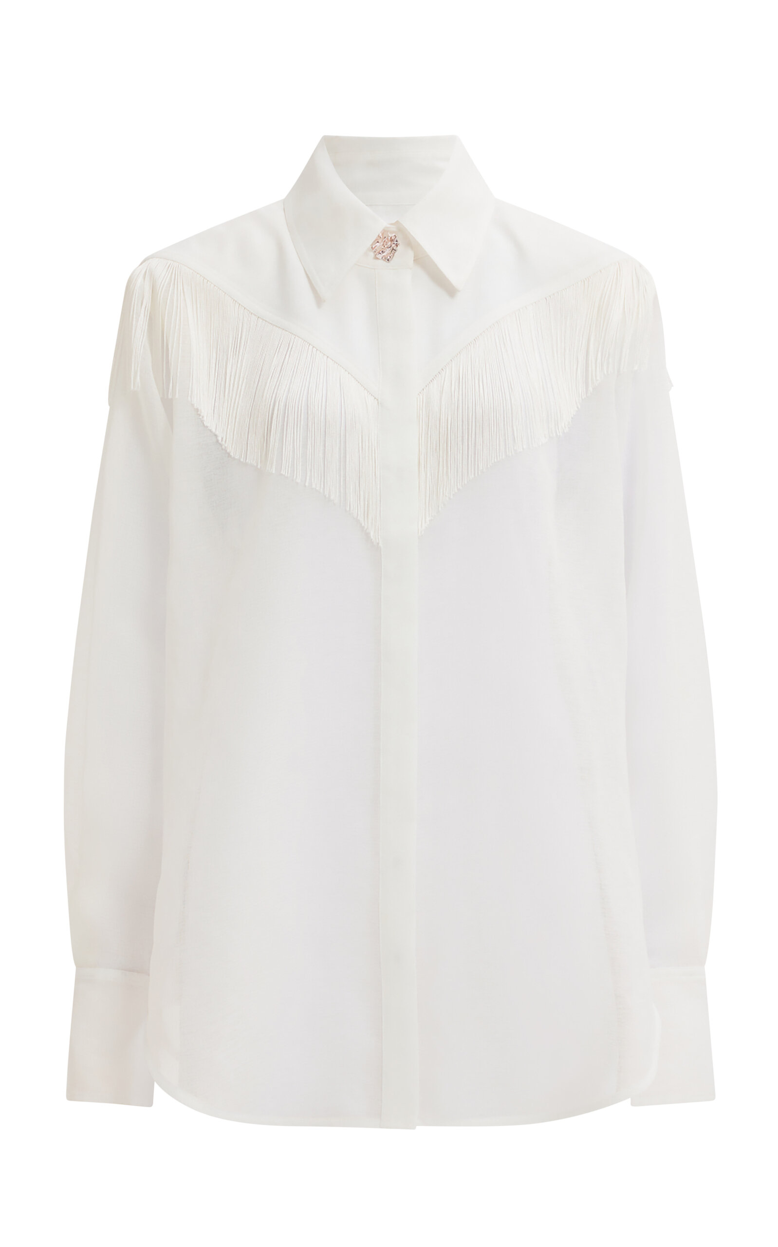Aje Farrow Sheer Fringe Shirt In White