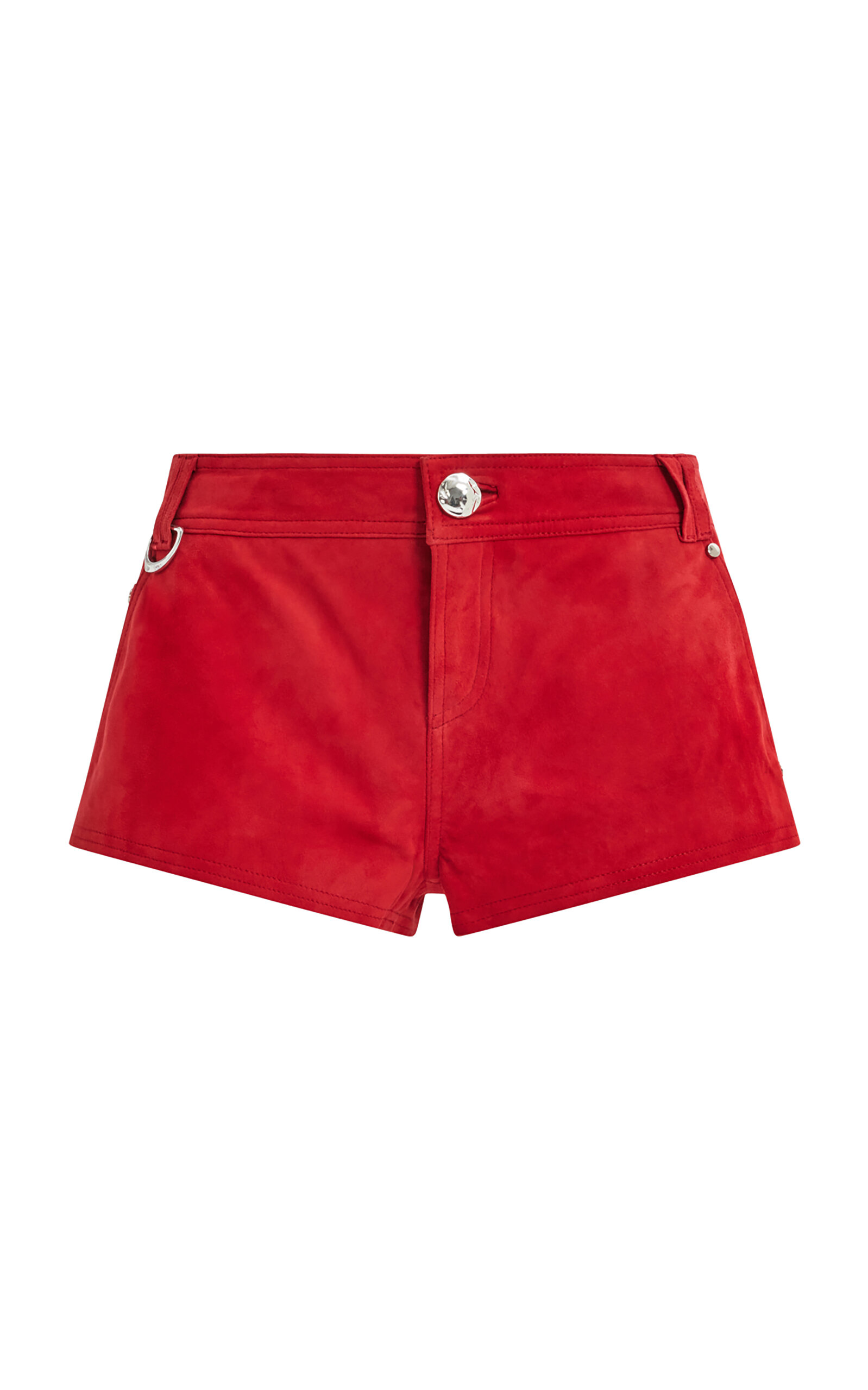 Aje Varleta Suede Leather Shorts In Red