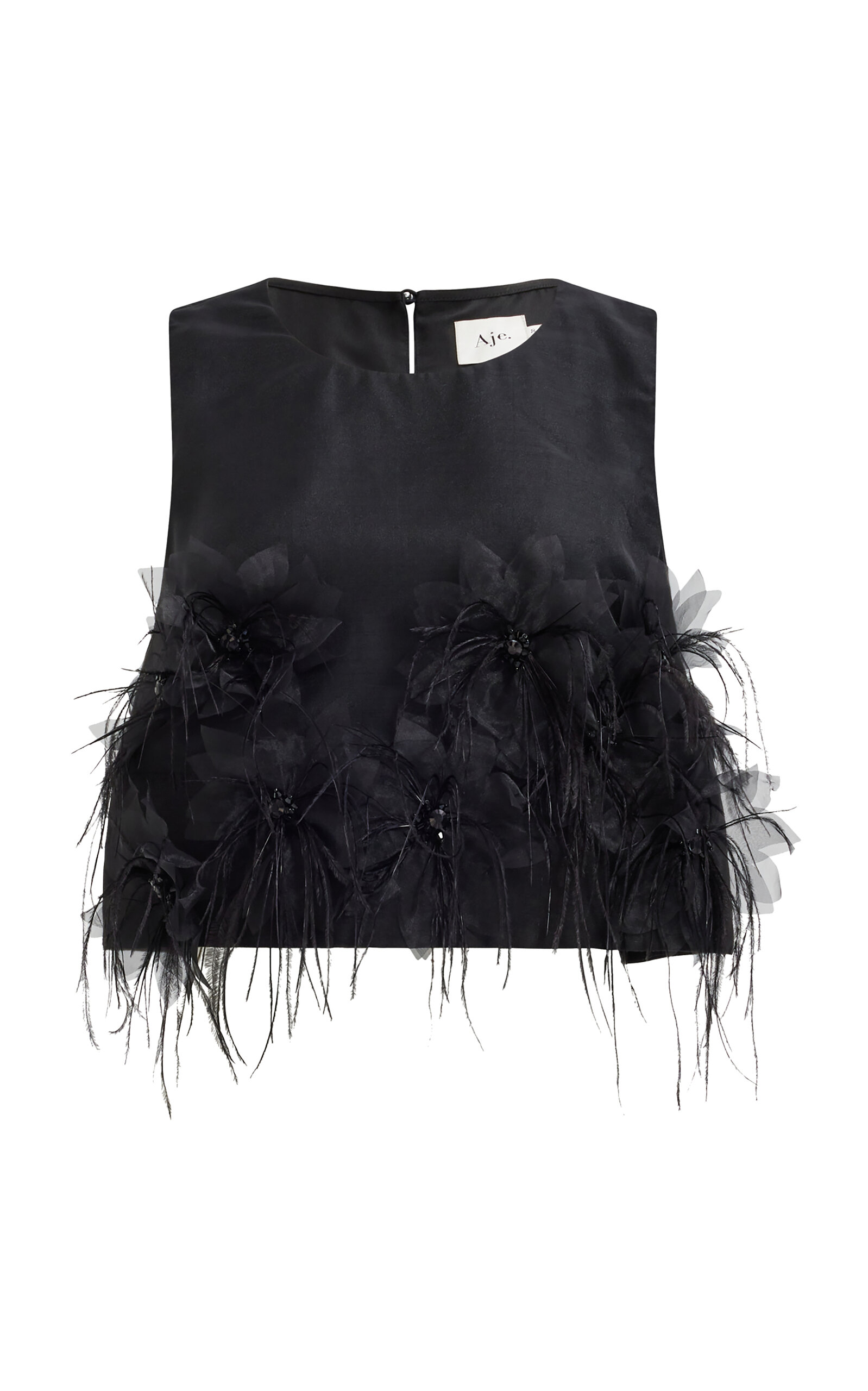 Aje Marseille Feather-trim Top In Black
