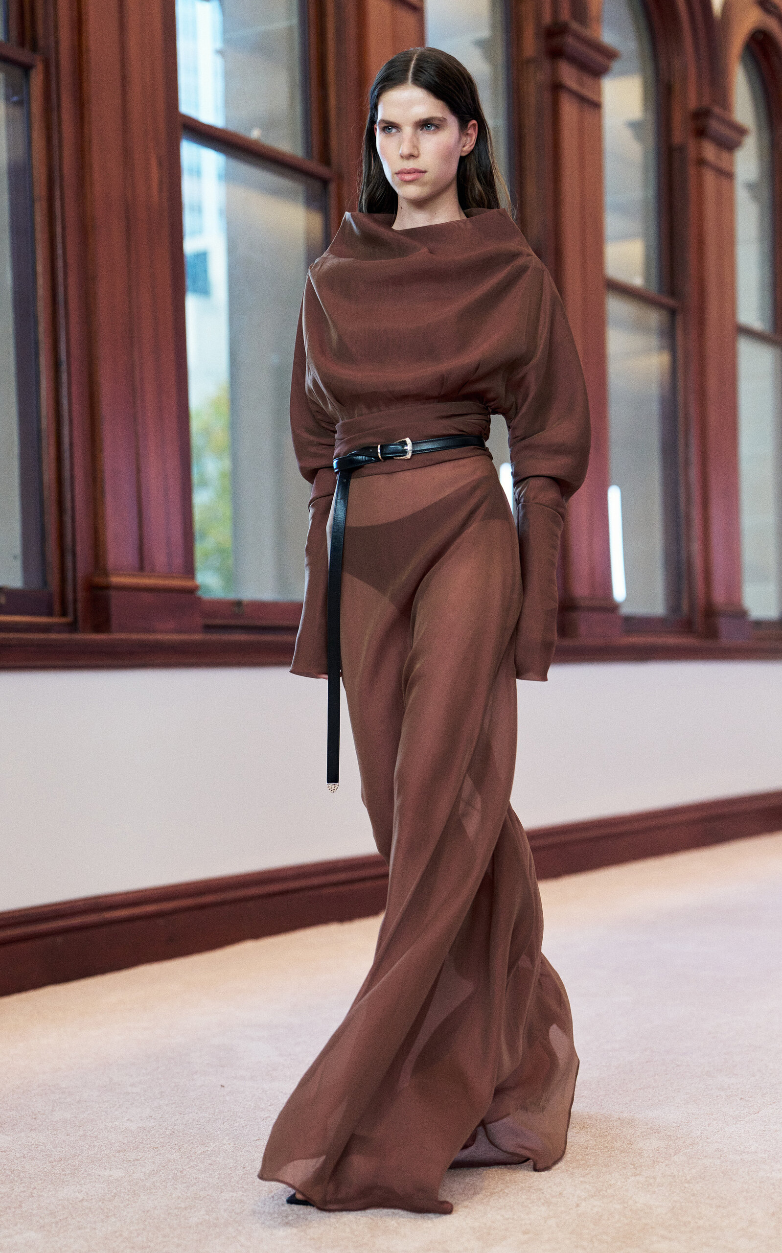 Aje Maxine Long Slim Belt In Black