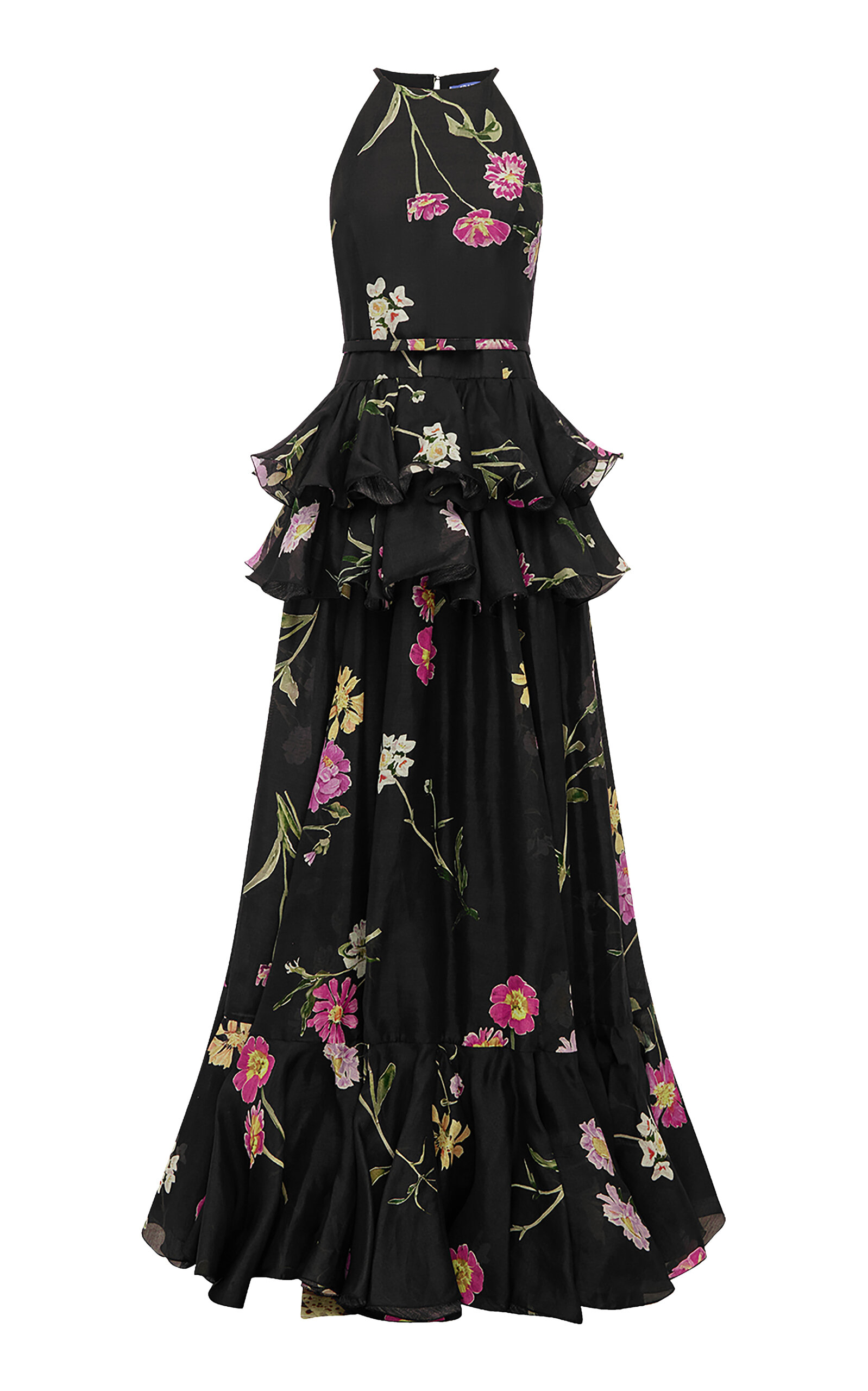 Leo Lin Senna Halterneck Maxi Dress - Meadow Mist In Ebony - Moda Operandi