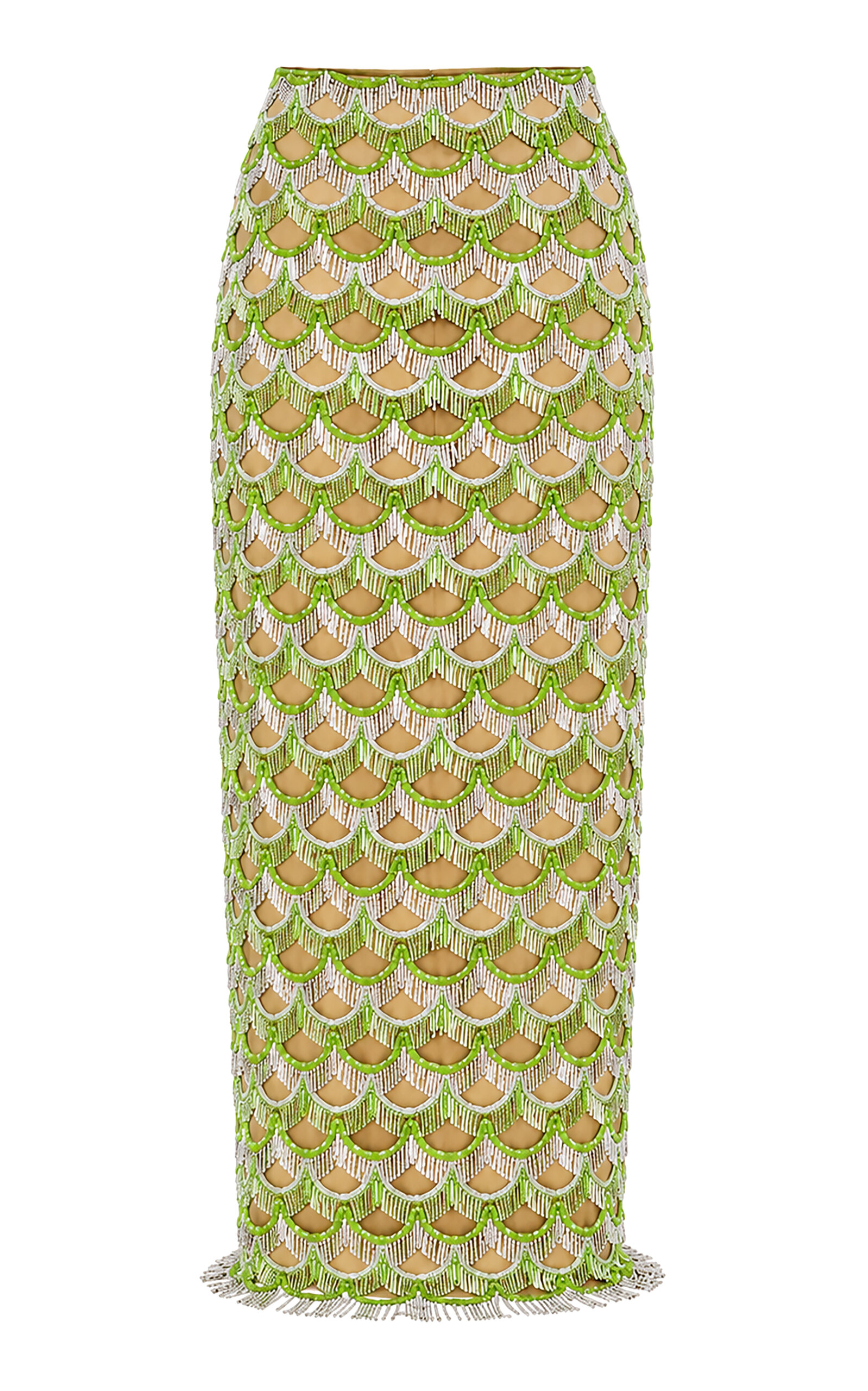 Andrés Pajón Aura Embroidered Tulle Maxi Skirt In Green
