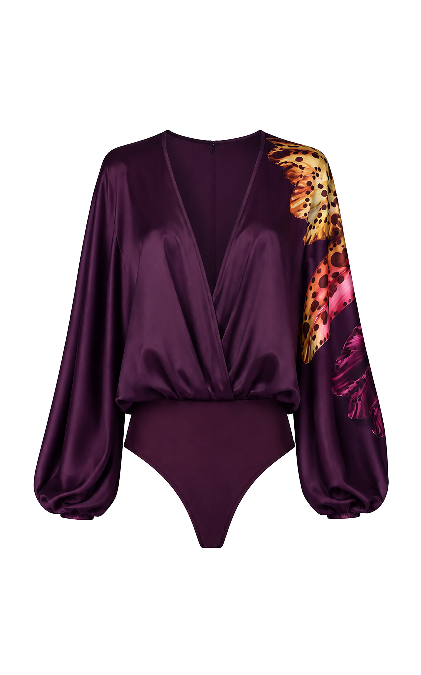 Andrés Pajón - Copal Printed Satin Top - Burgundy - US 2 - Moda Operandi