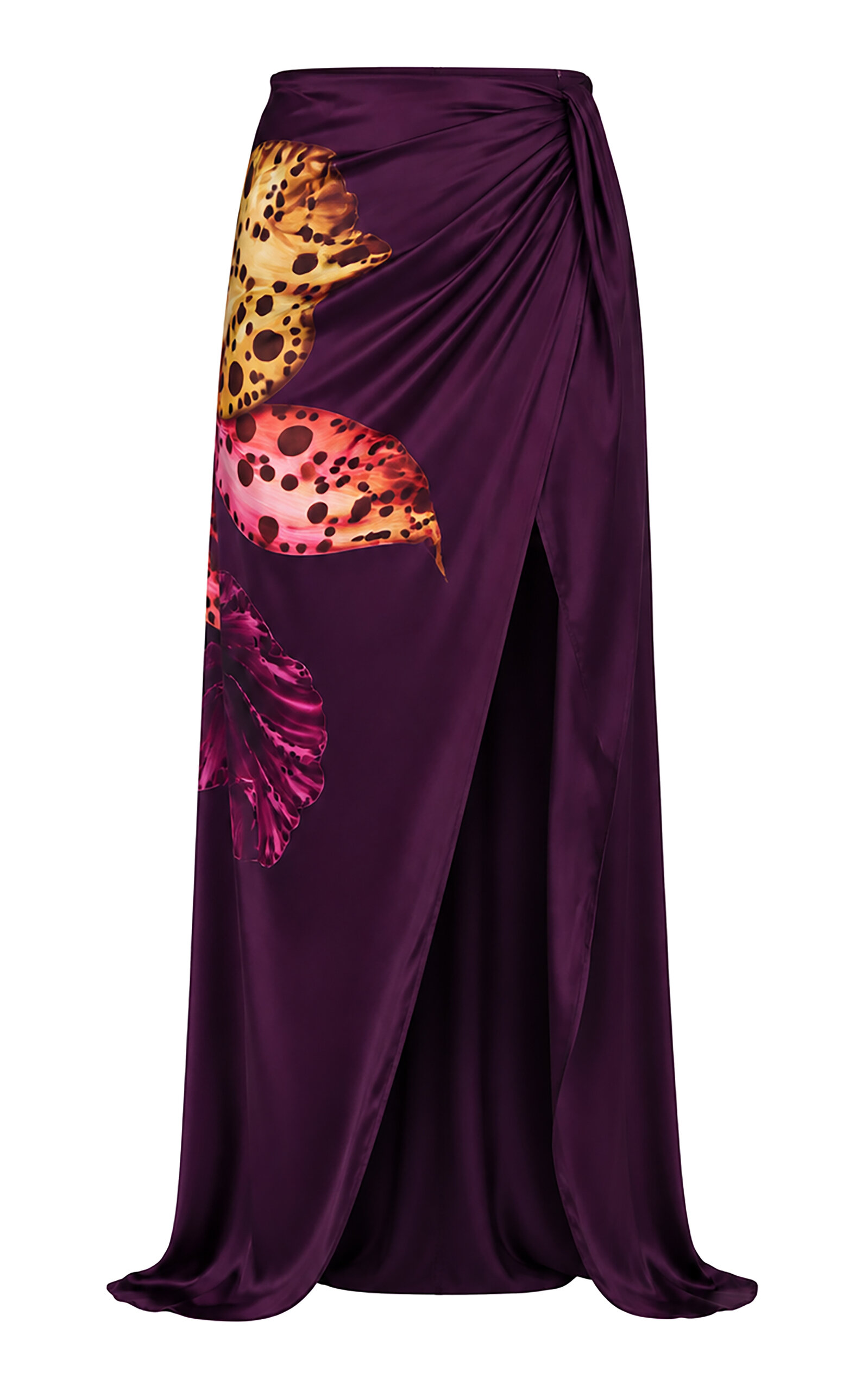 Andrés Pajón - Neroli Printed Maxi Skirt - Burgundy - US 4 - Moda Operandi
