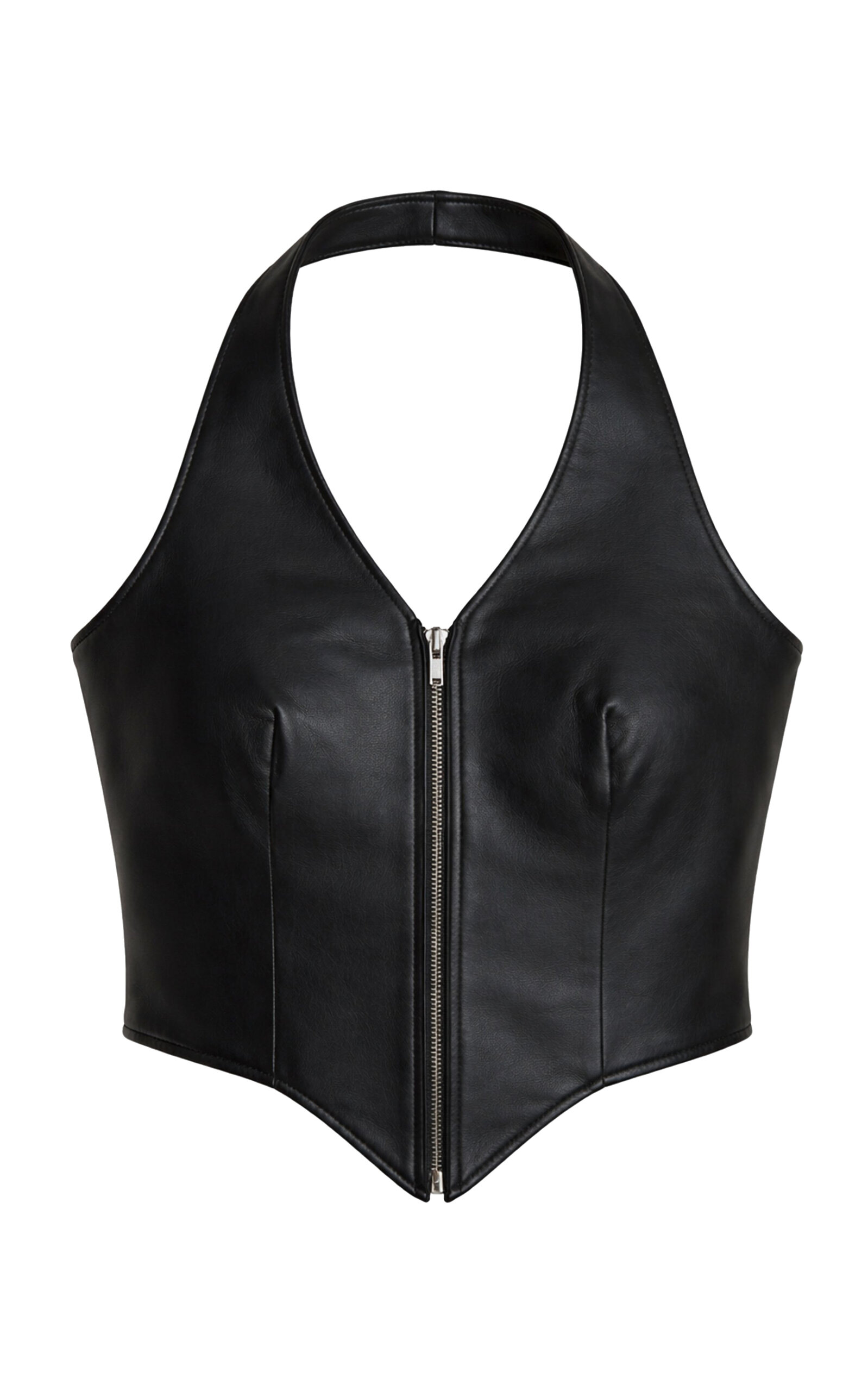 ZUT - Carioca Leather Halterneck Top - Black - XS - Moda Operandi