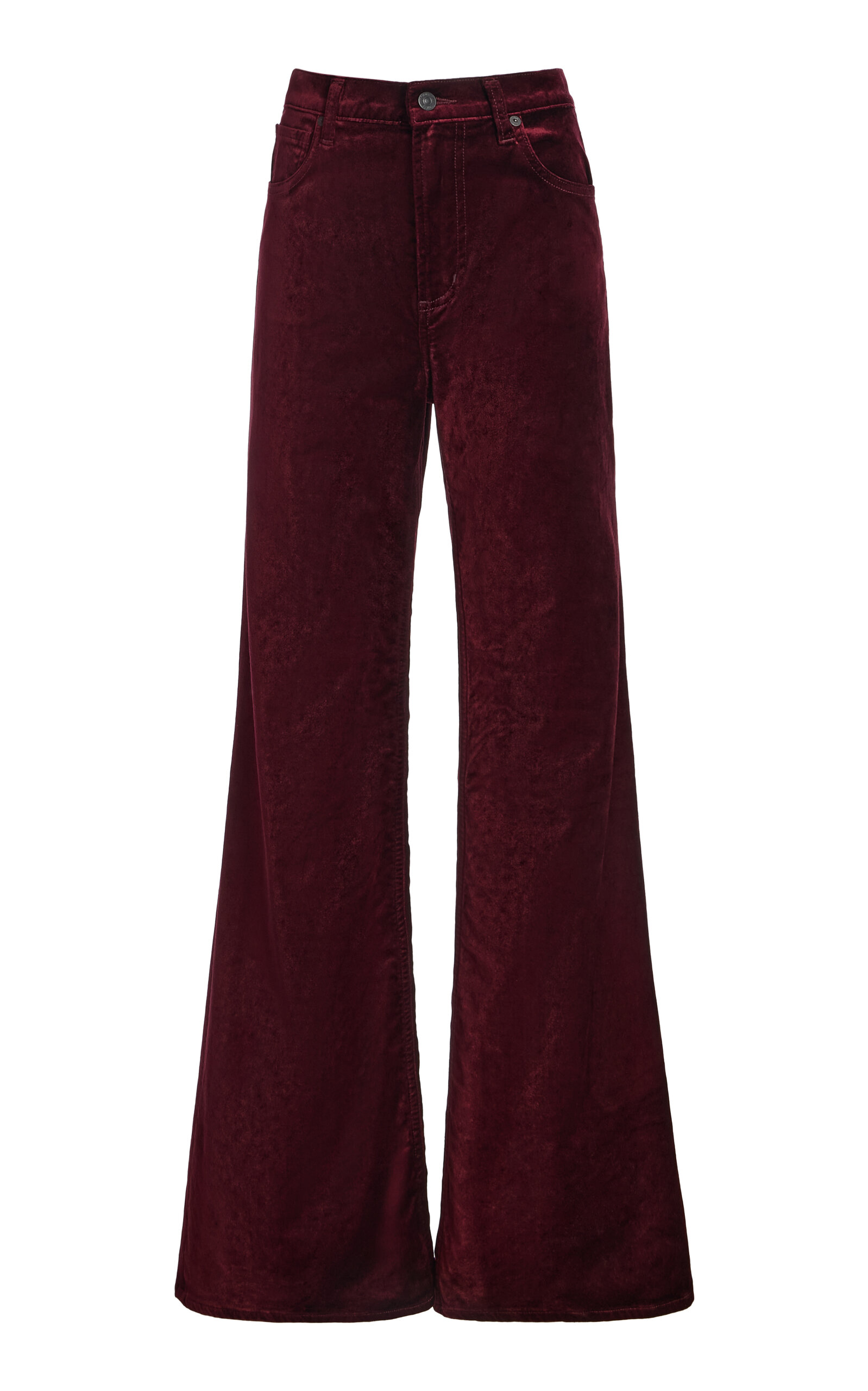 Citizens of Humanity - Kimberly 70's Velvet Flared-Leg Pants - Burgundy - 30 - Moda Operandi