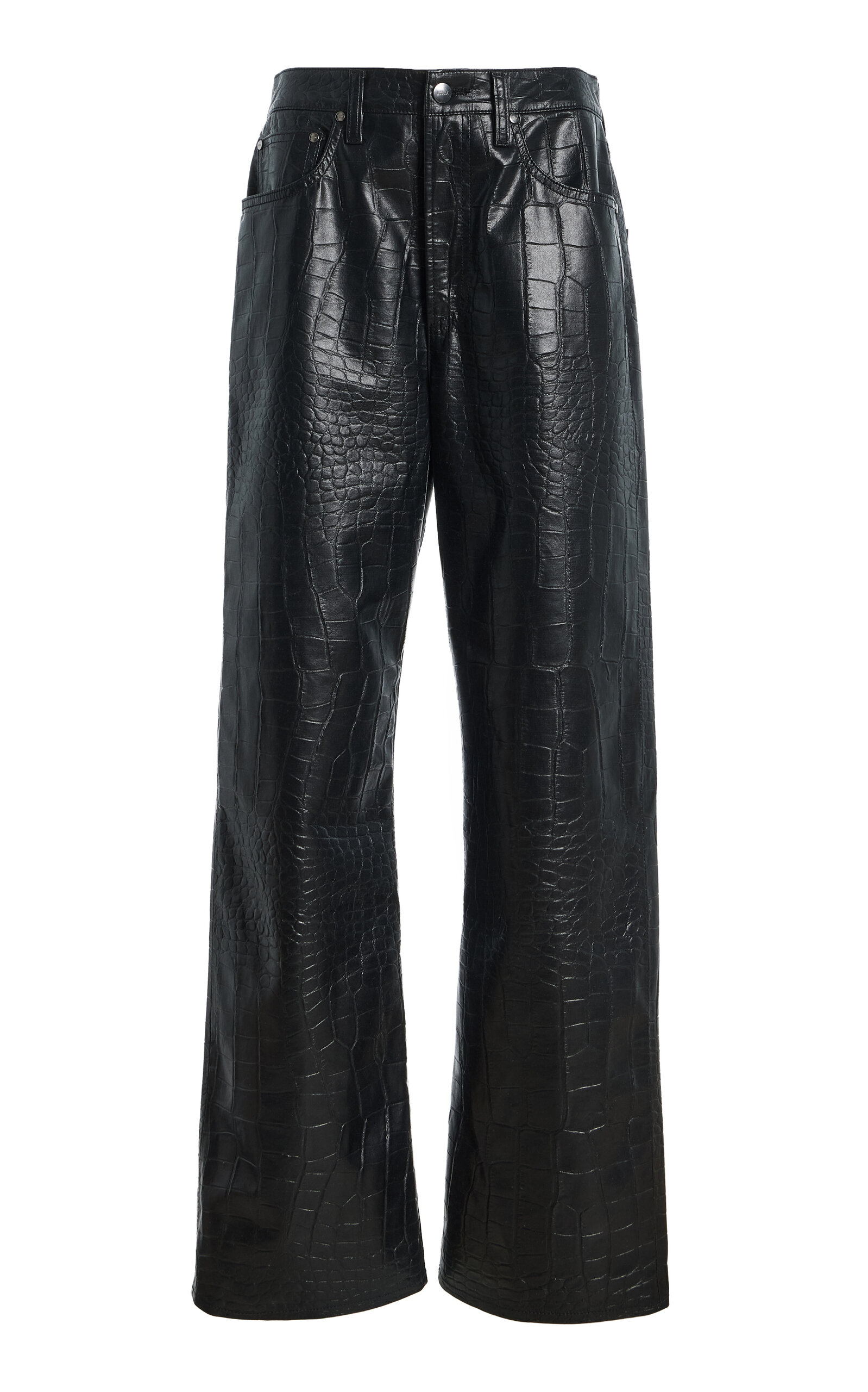 Agolde - Verica Faux Leather Wide-Leg Pants - Black - 25 - Moda Operandi