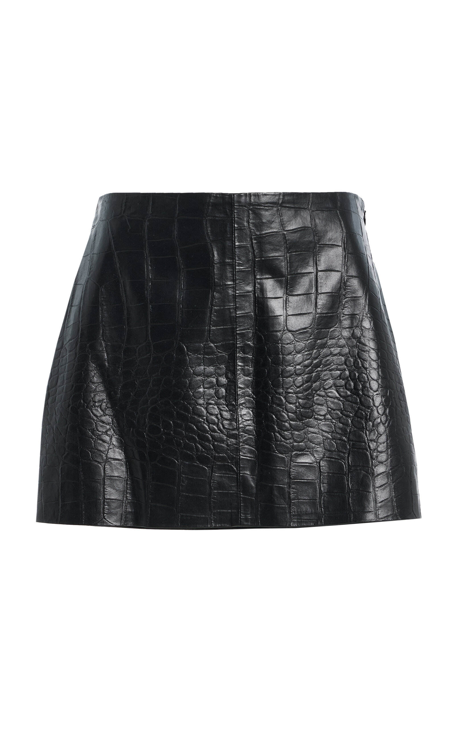 Agolde - Verica Croc-Embossed Faux Leather Mini Skirt - Black - 30 - Moda Operandi