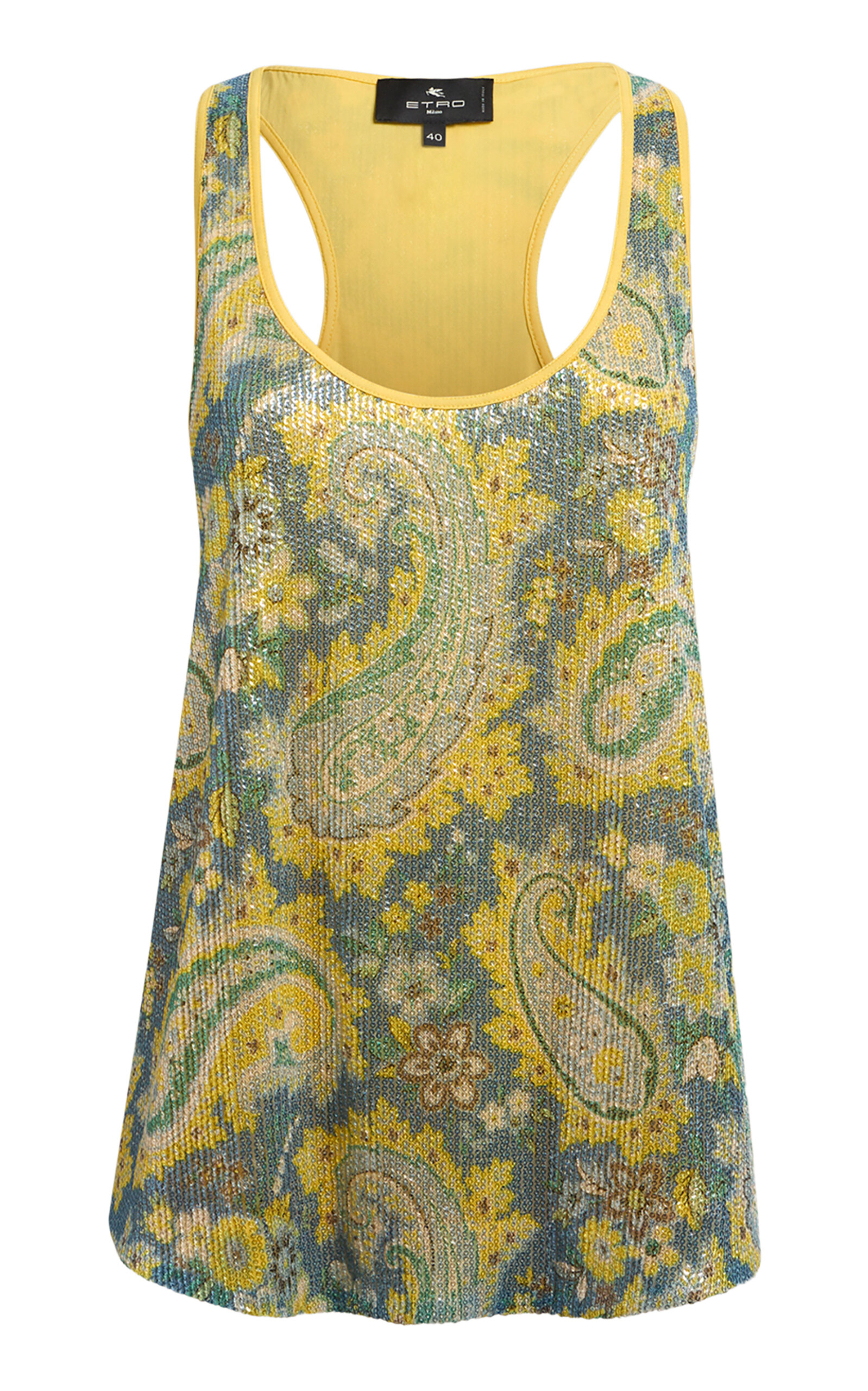 Etro Printed Tank Top In Yellow