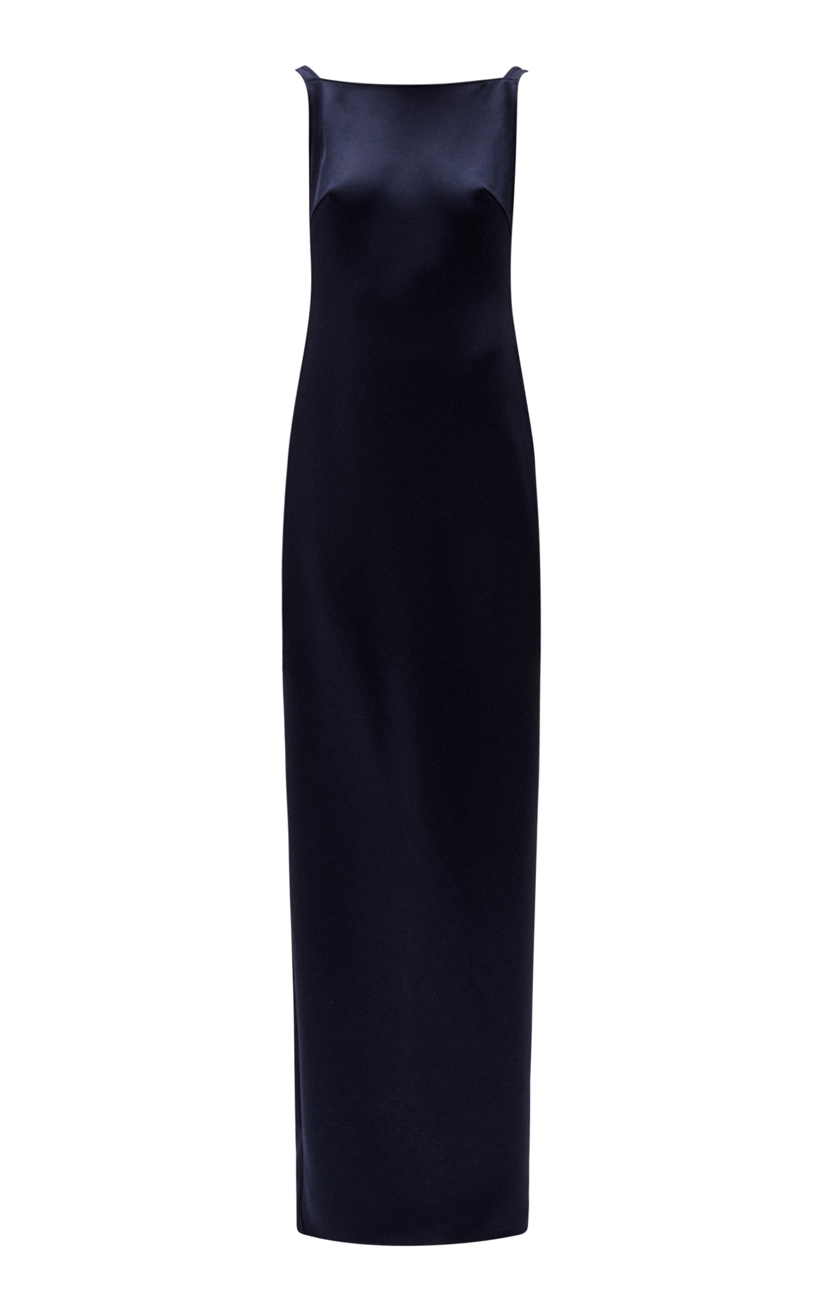 Amsale Satin Open Back Slip Gown In Blue