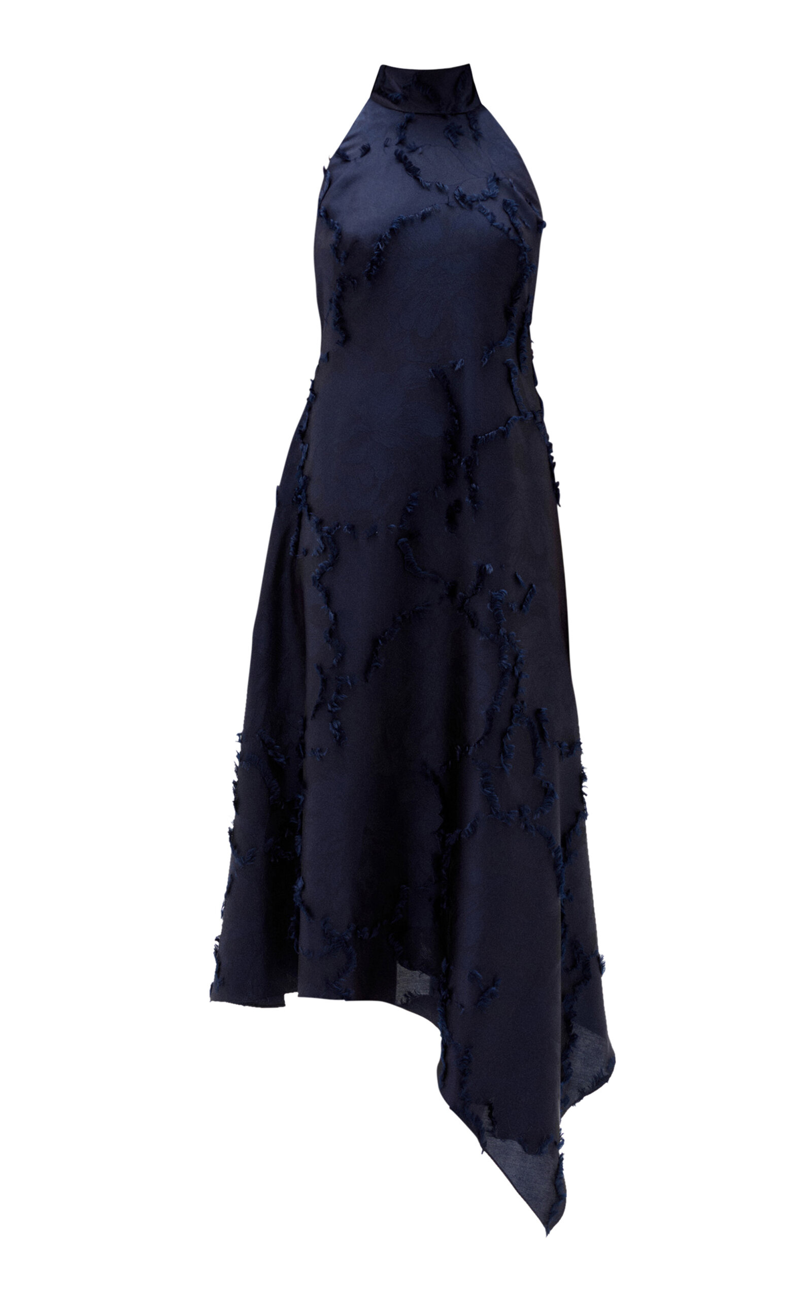 Amsale Eyelash Jacquard Halter Dress In Blue