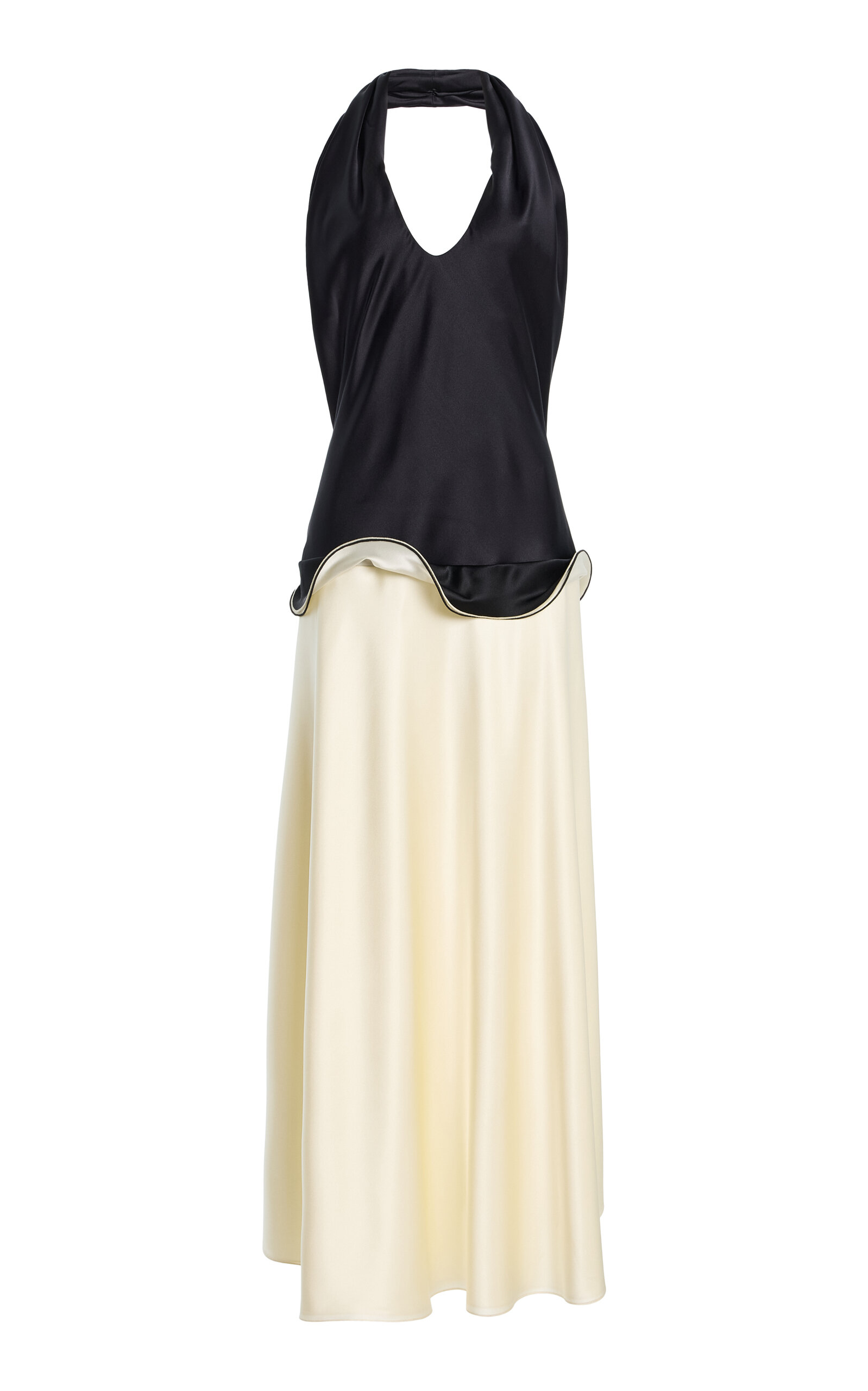 Brandon Maxwell Romy Ruffle Stretch-Silk Charmeuse Maxi Dress - Moda Operandi