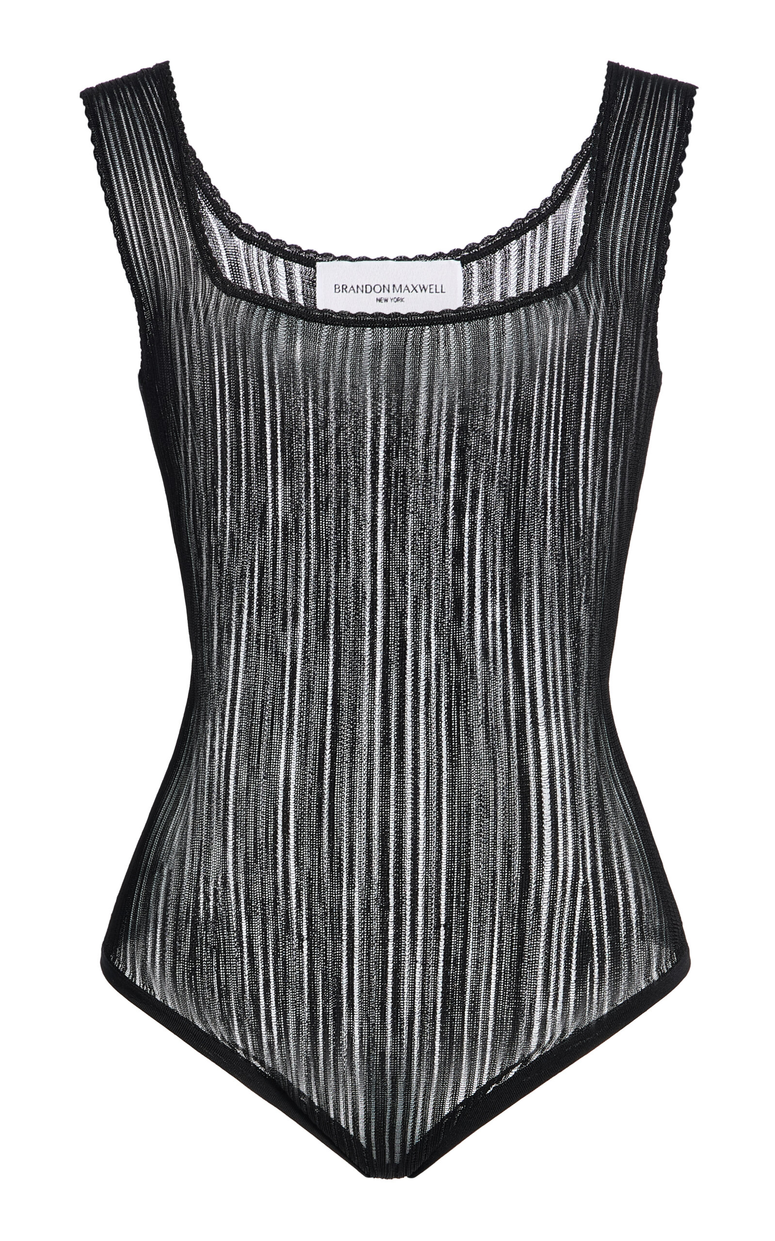 Brandon Maxwell Adler Sheer Pointelle Bodysuit - Moda Operandi