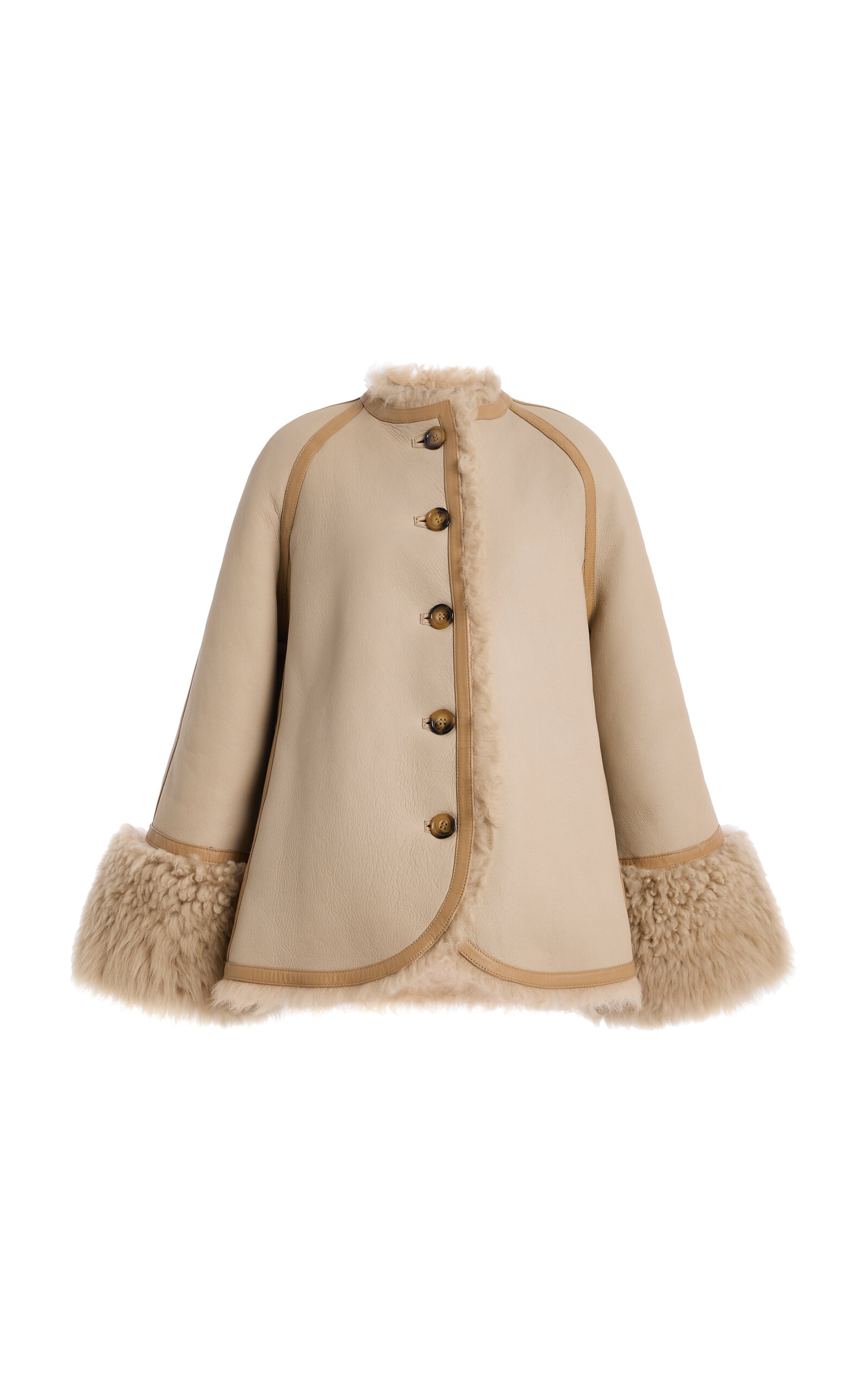 By Malene Birger Dora Shearling-Trimmed Leather Jacket - Moda Operandi