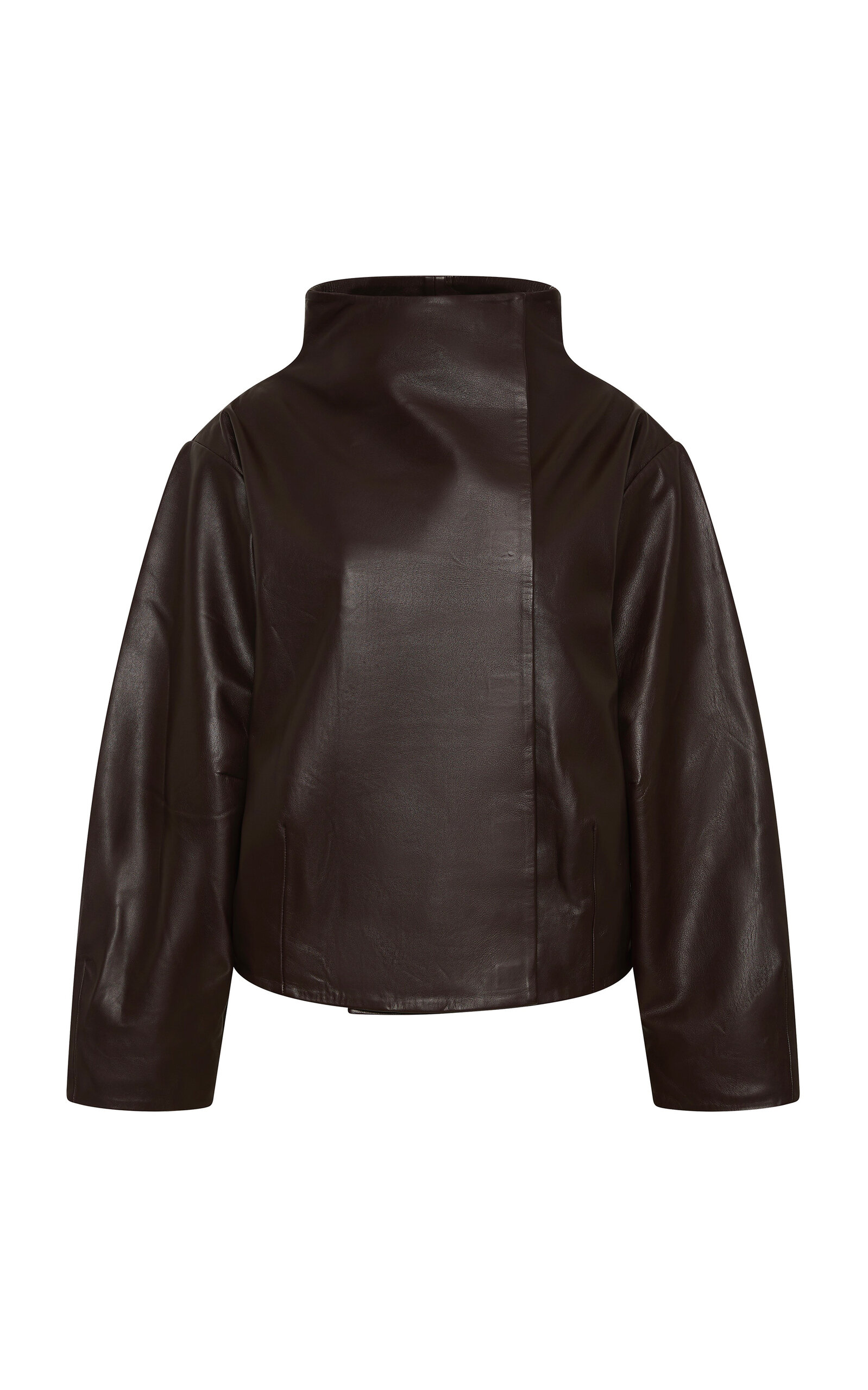 St. Agni Cocoon Funnel Leather Jacket - Moda Operandi