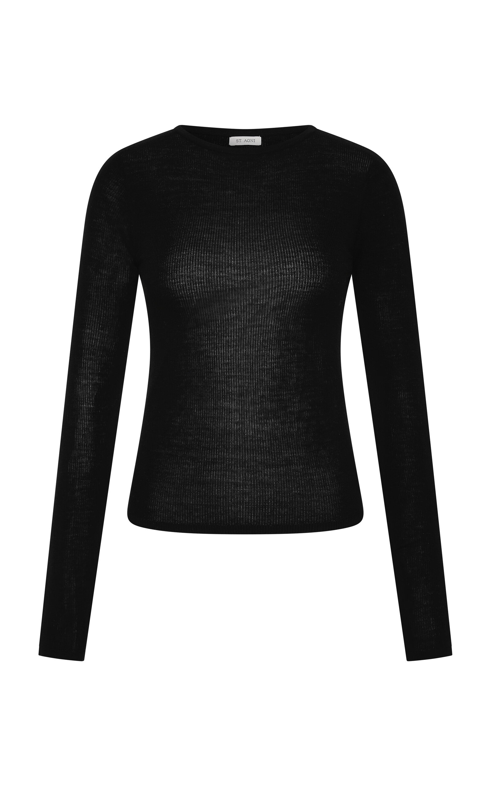 St Agni St. Agni Superfine Long Sleeve Merino Wool Top In Black