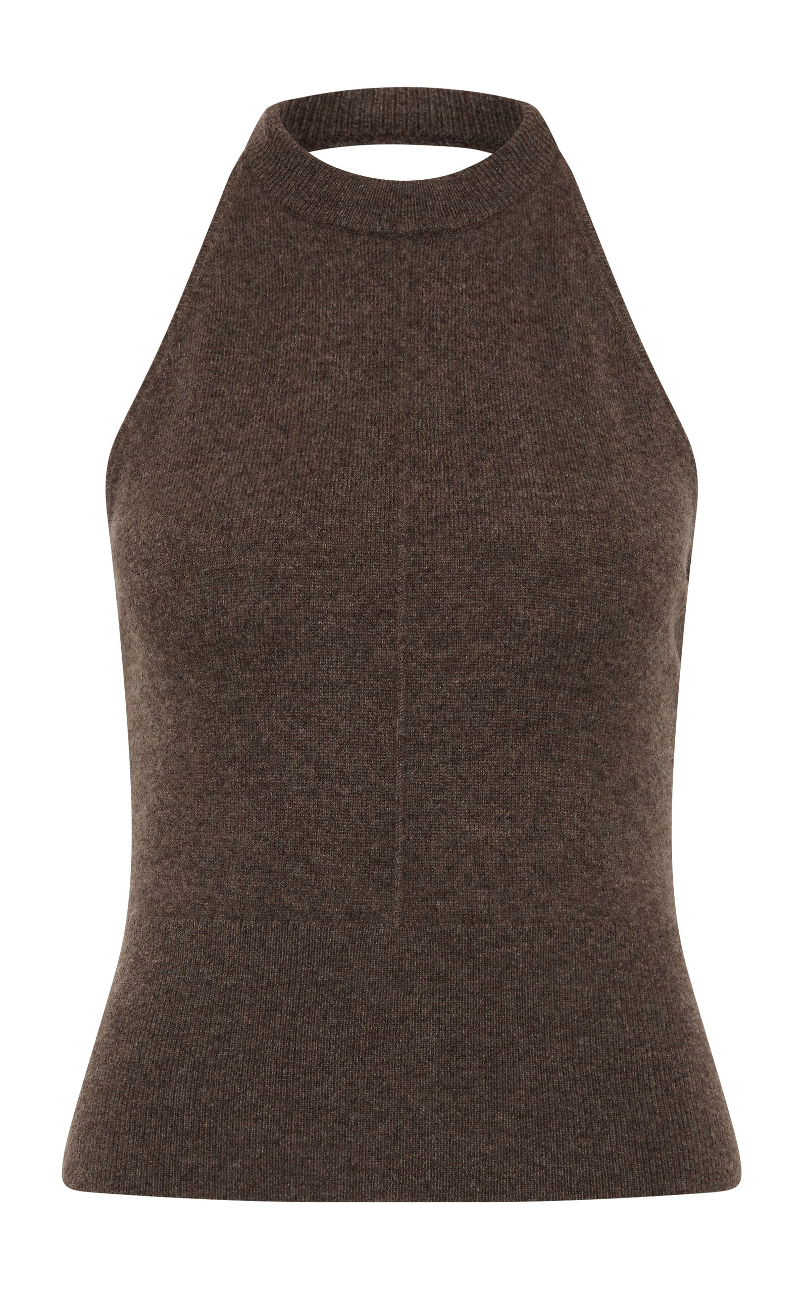 St Agni St. Agni Ribbed Halter Cashmere Top In Brown