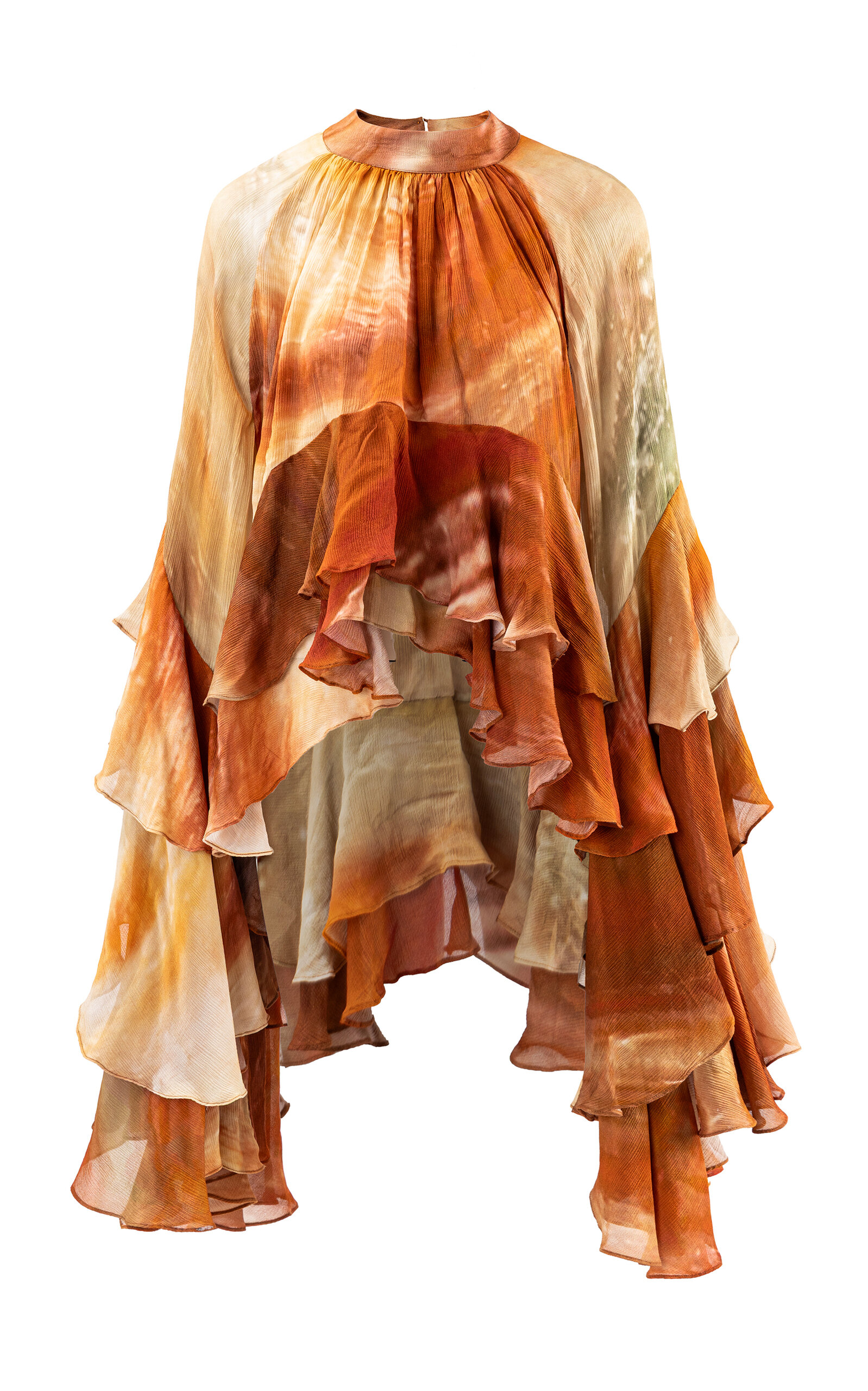 La Fuori - Saffron Sunset Silk Chiffon Top - Print - M - Moda Operandi