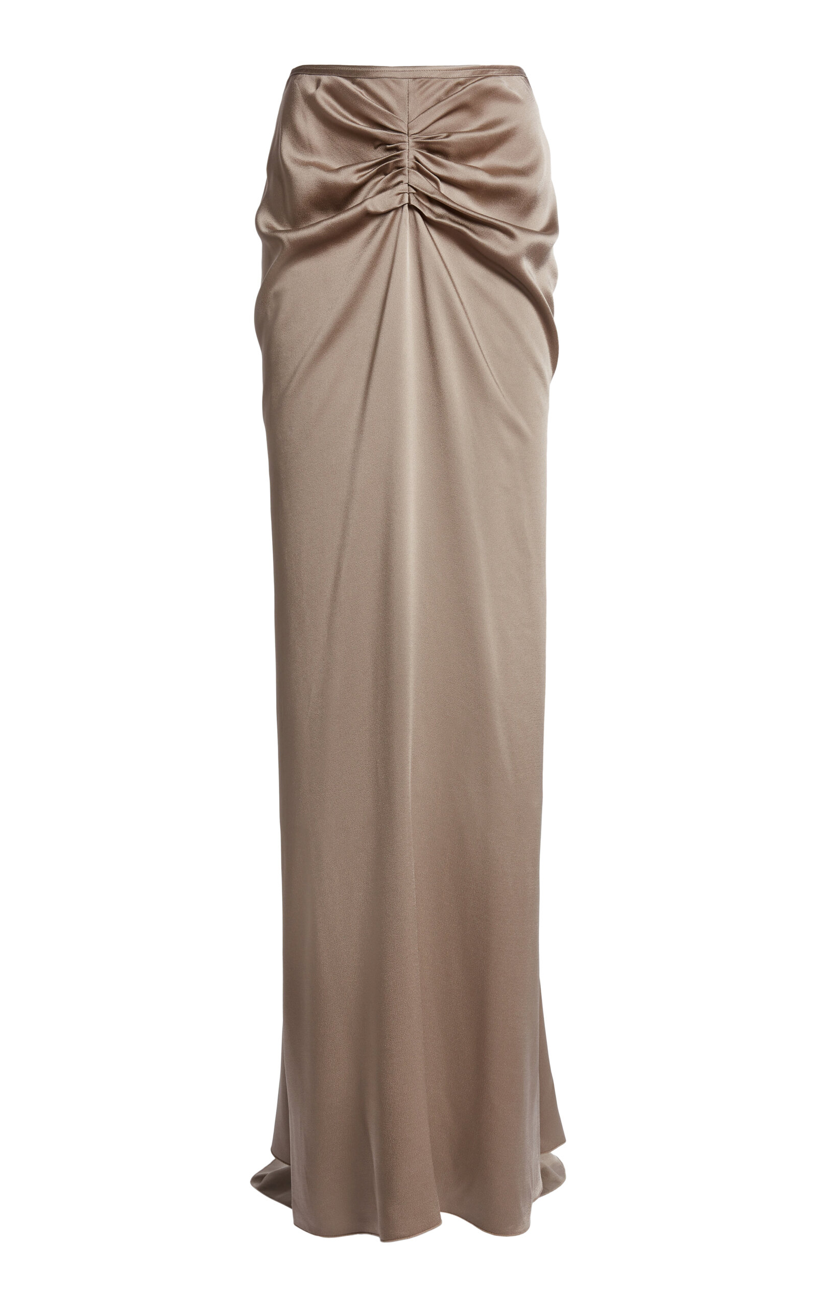 Victoria Beckham Isabella Ruched Maxi Skirt In Brown