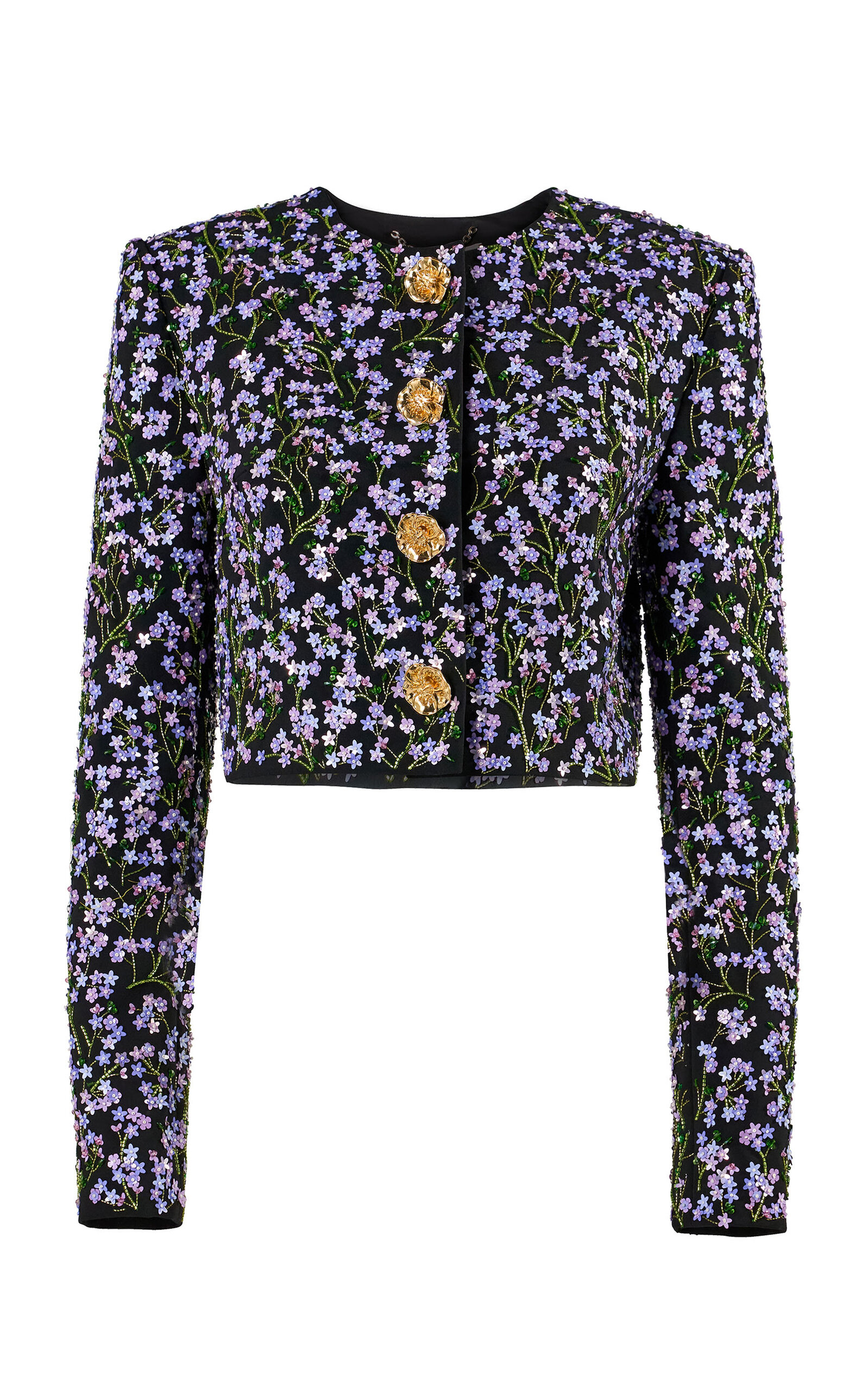 Carolina Herrera Embroidered Stretch Fluid Crepe Jacket - Moda Operandi