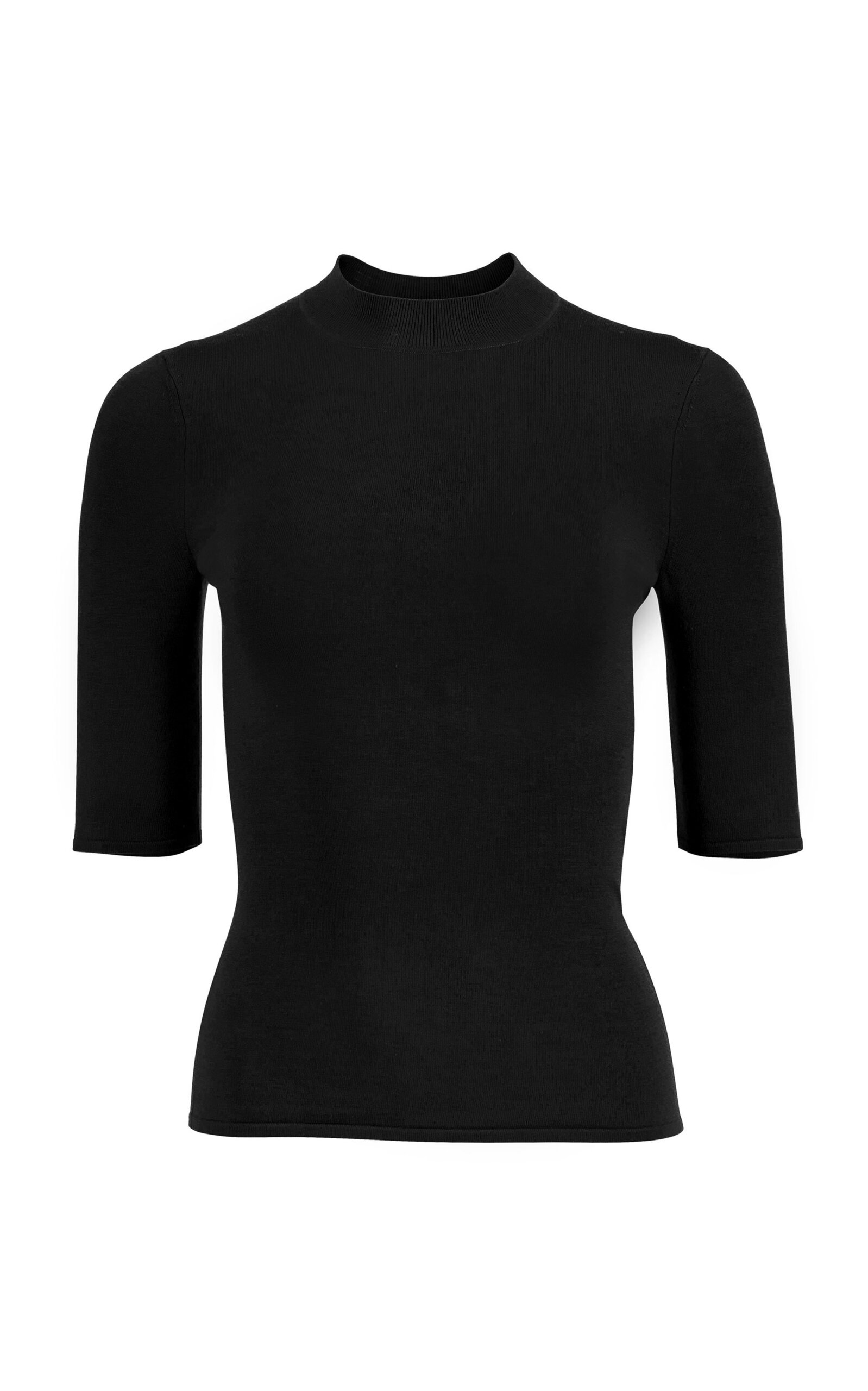 Carolina Herrera Mock Neck Fine Gauge Signature Silk Sweater - Moda Operandi