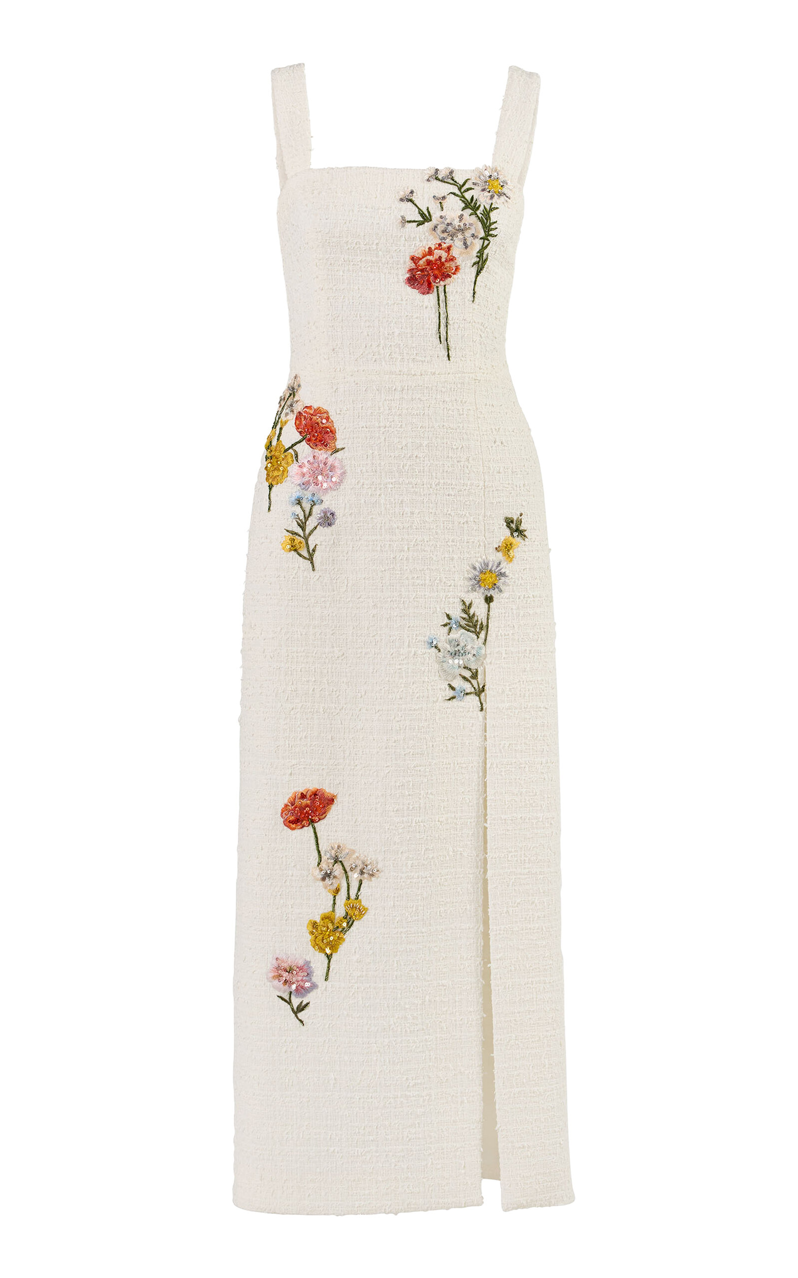 Carolina Herrera Embroidered Textured Tailoring Mid-Length Dress - Moda Operandi