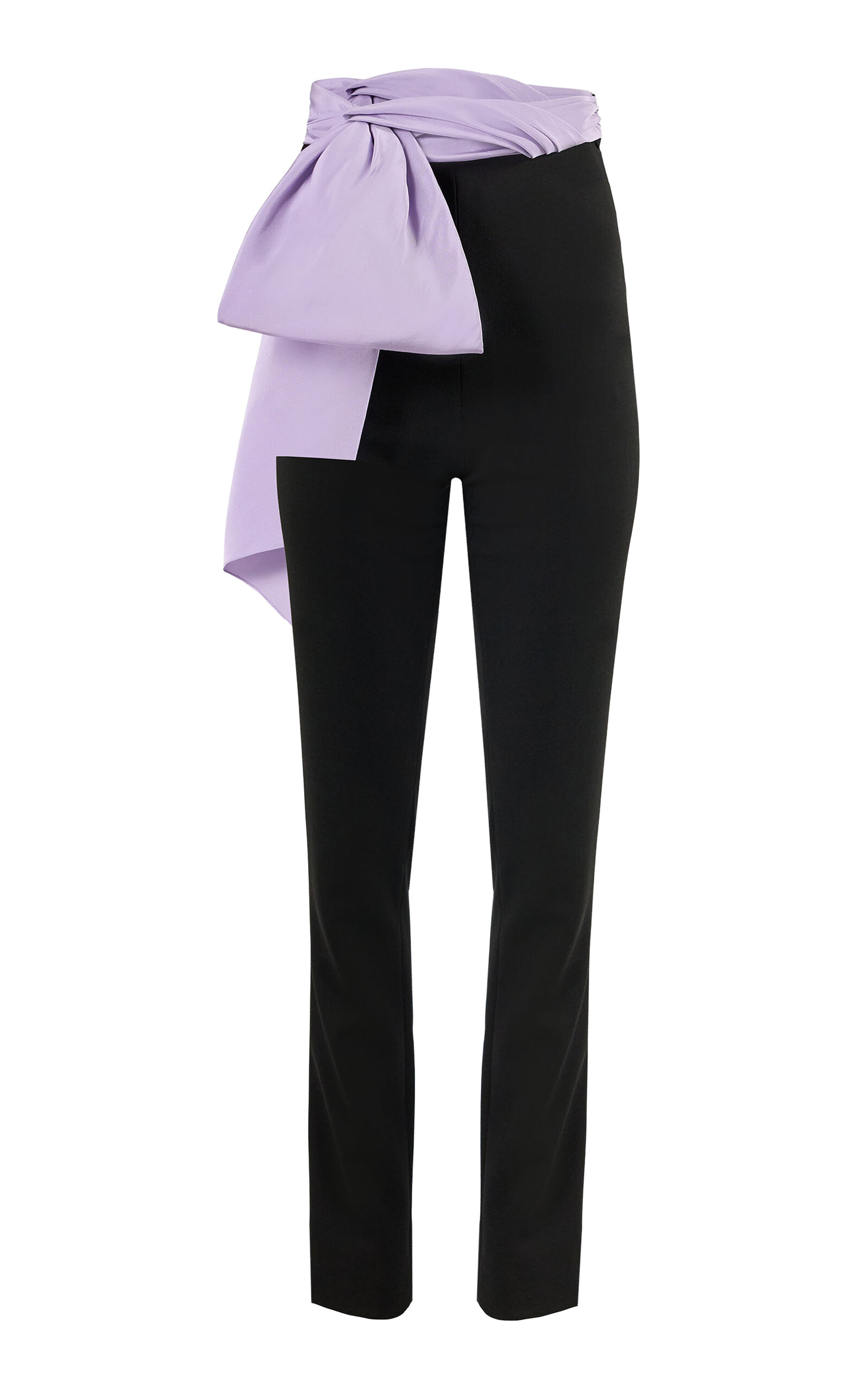 Carolina Herrera Waist-tie Bi-stretch Wool Tailoring Straight-leg Pants In Black