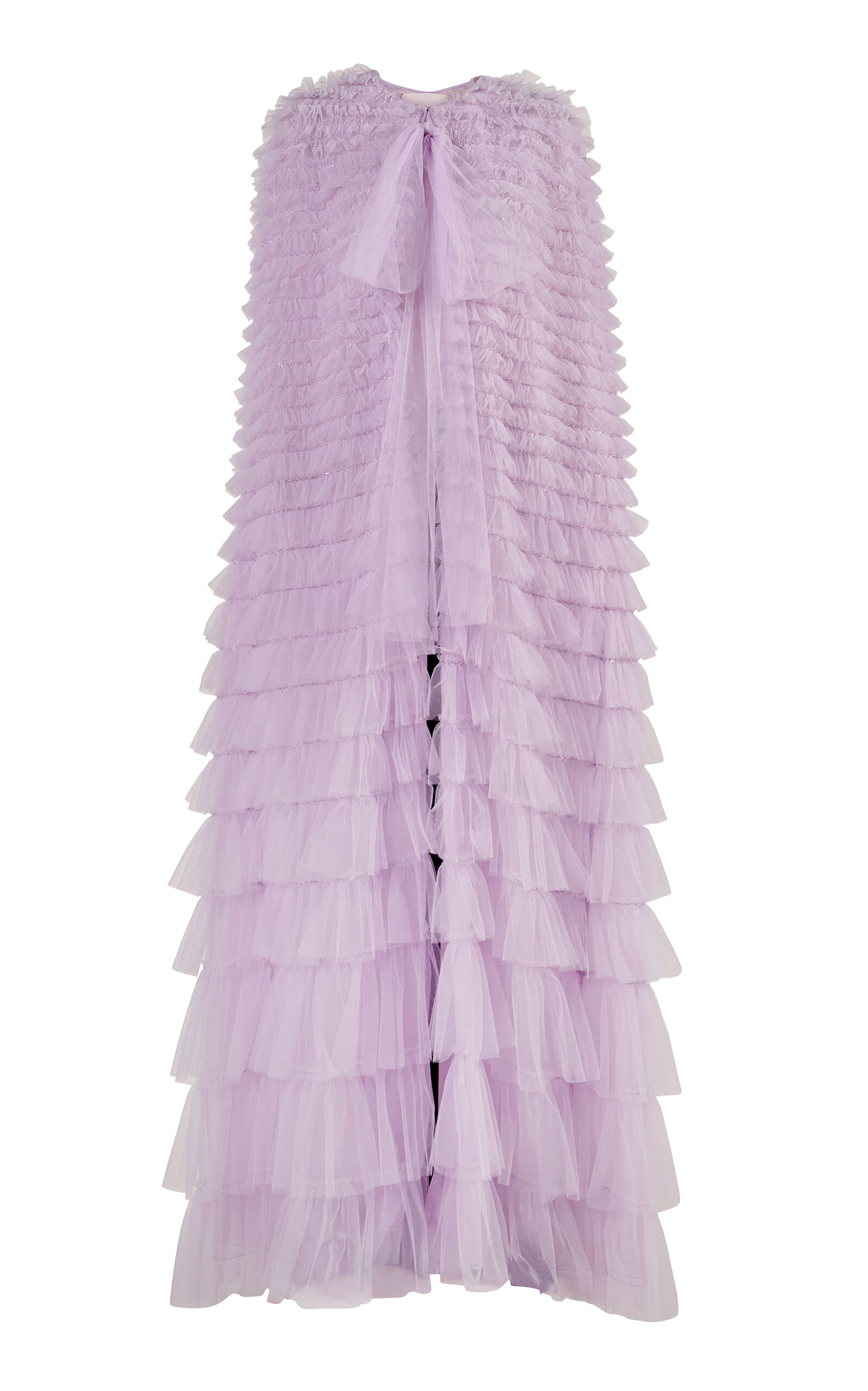 Carolina Herrera Tiered Nylon Tulle Cape In Purple