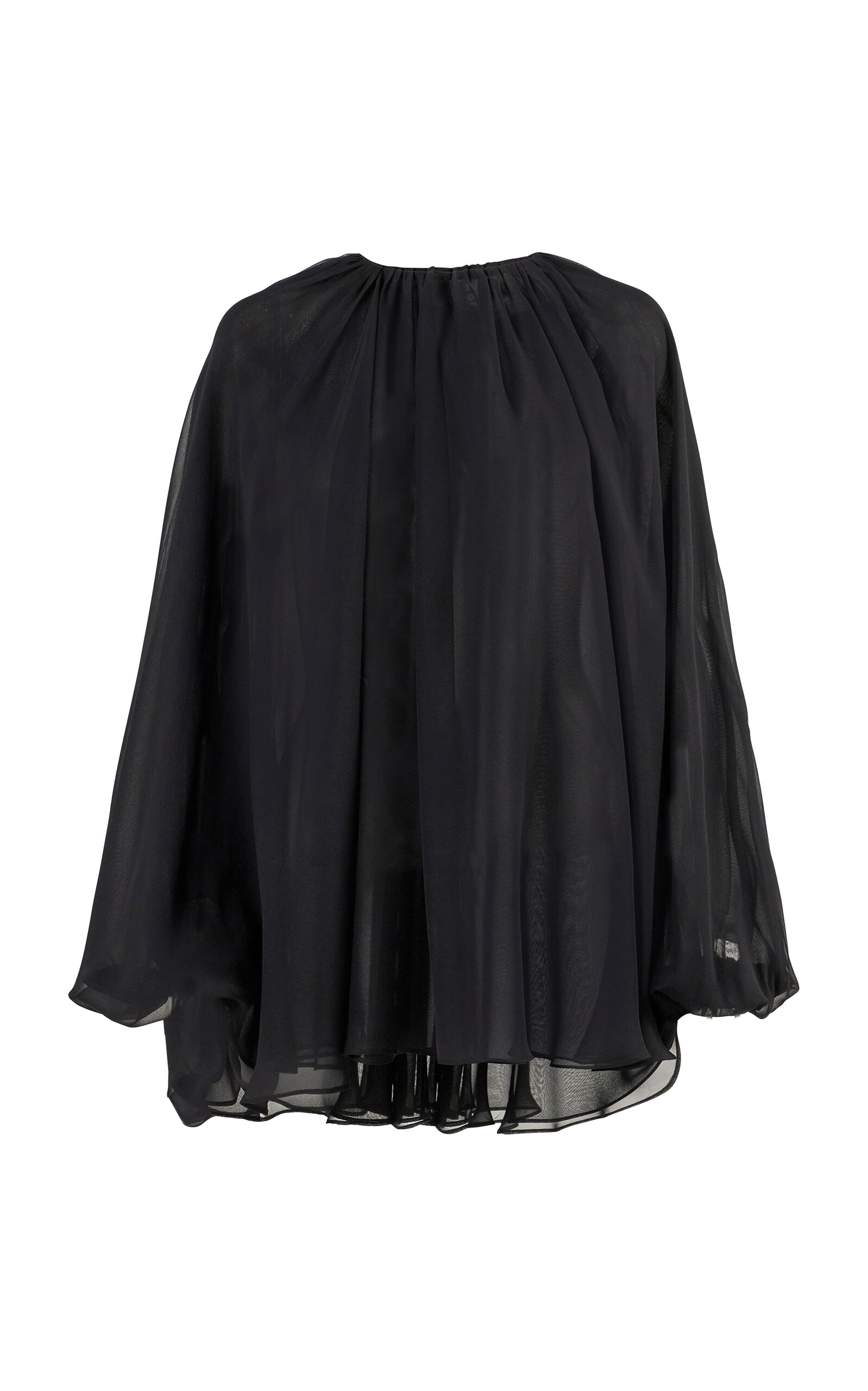 Carolina Herrera Gathered Silk Chiffon Cape Top - Moda Operandi
