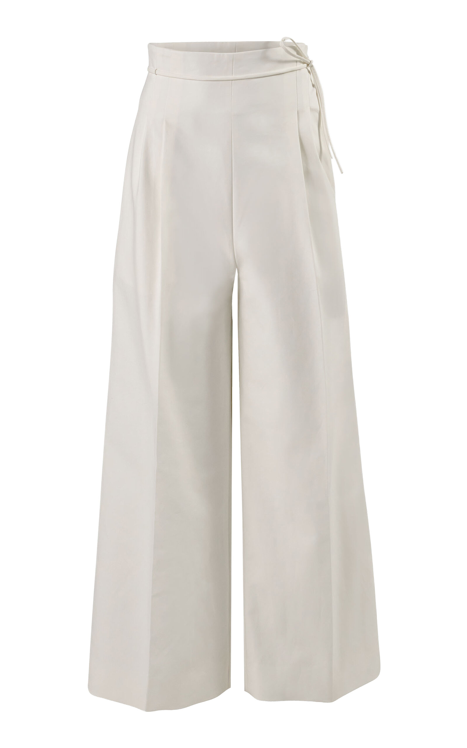 Carolina Herrera High-Rise Stretch Cotton Sateen Wide-Leg Pants - Moda Operandi
