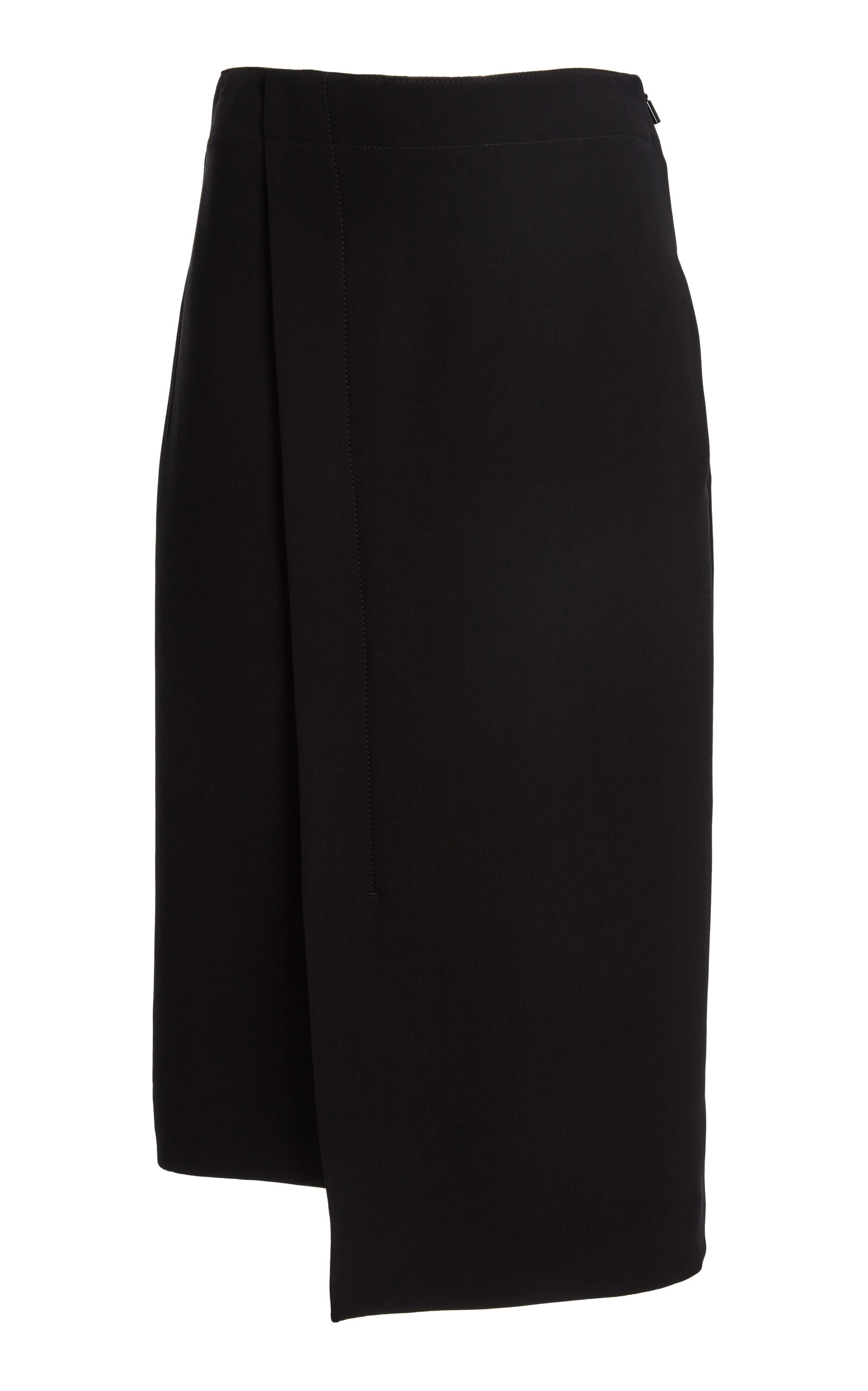 Lanvin Wool-silk Portfolio Midi Skirt In Black