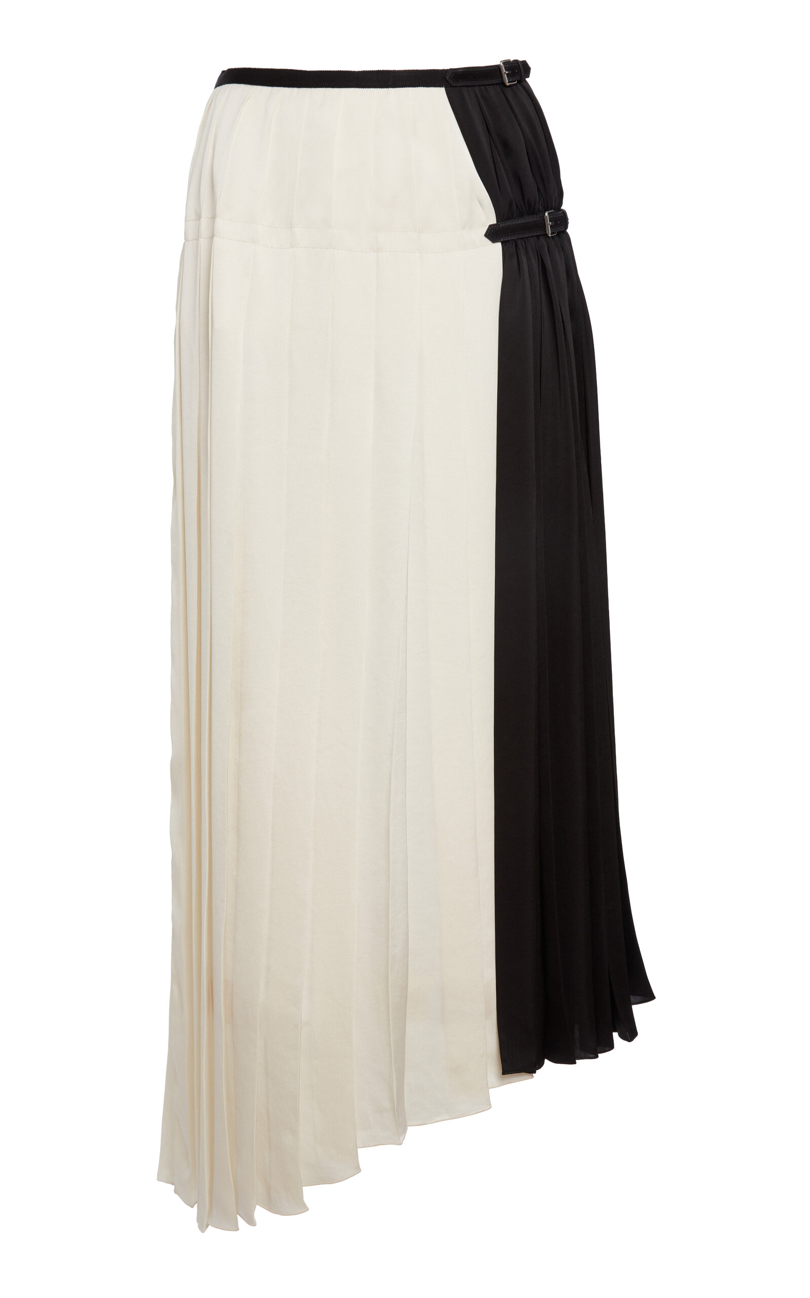 Lanvin Asymmetrical Pleated Midi Skirt In Multi