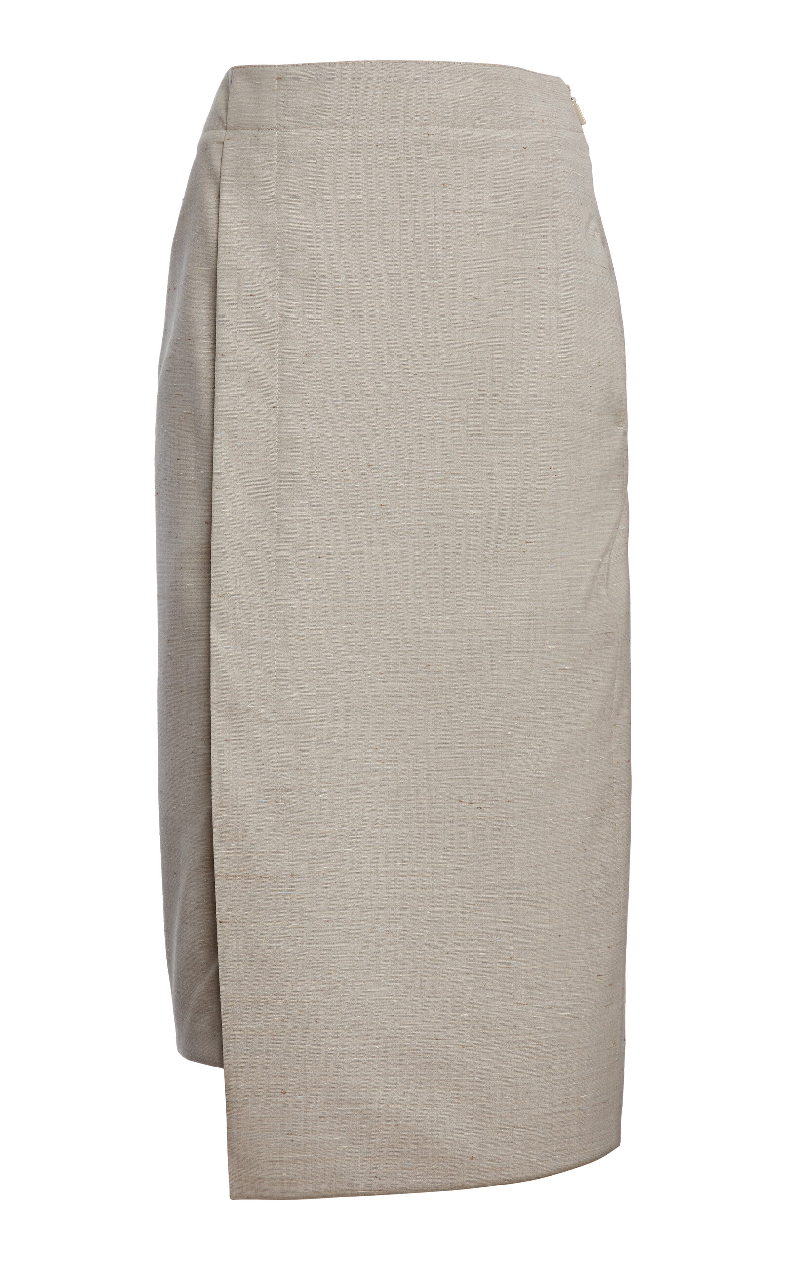 Lanvin Wool-silk Portfolio Midi Skirt In Nude