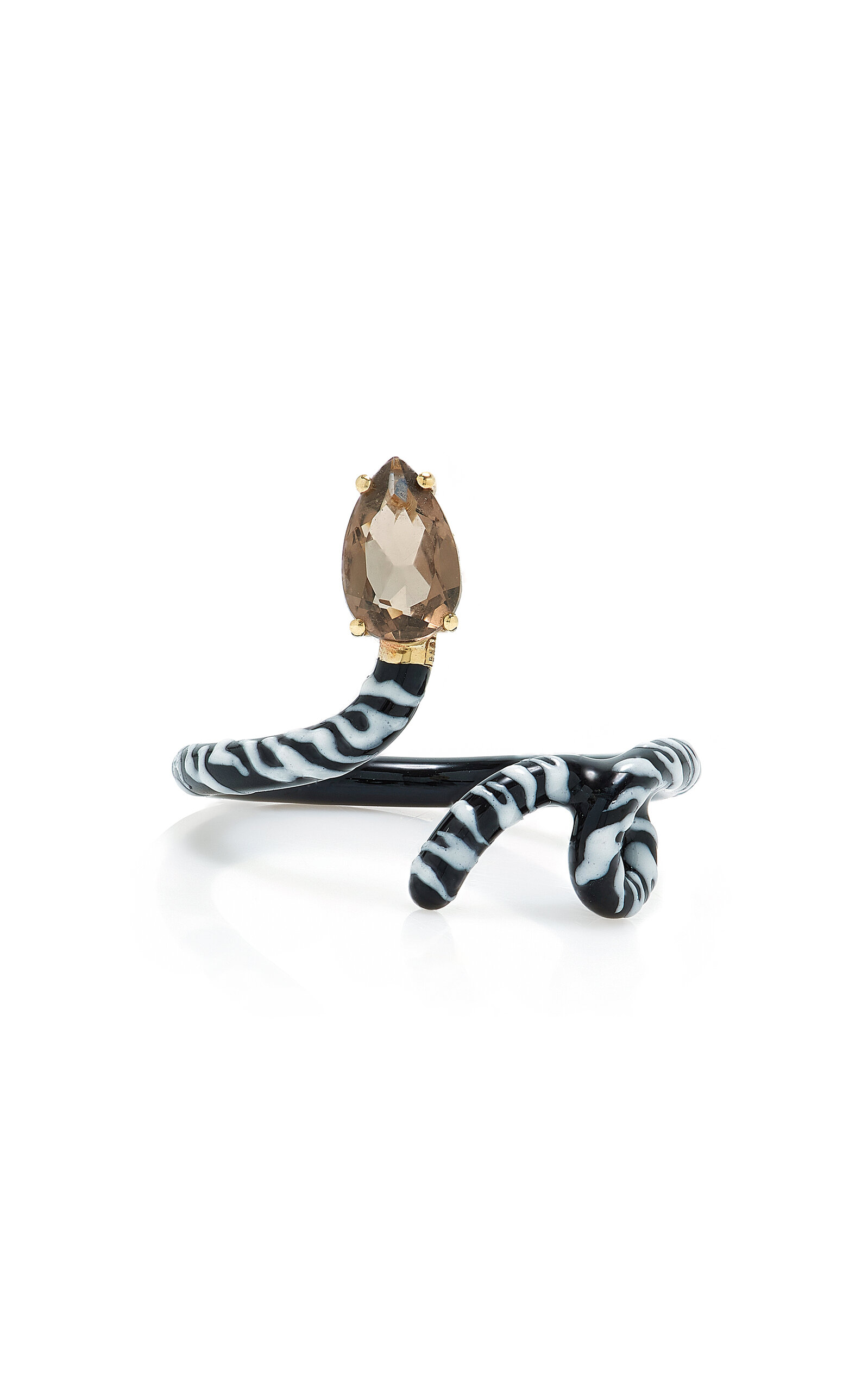 Bea Bongiasca - Baby Zebra Vine 9K Gold Quartz and Enamel Ring - Multi - US 7 - Moda Operandi - Gifts For Her