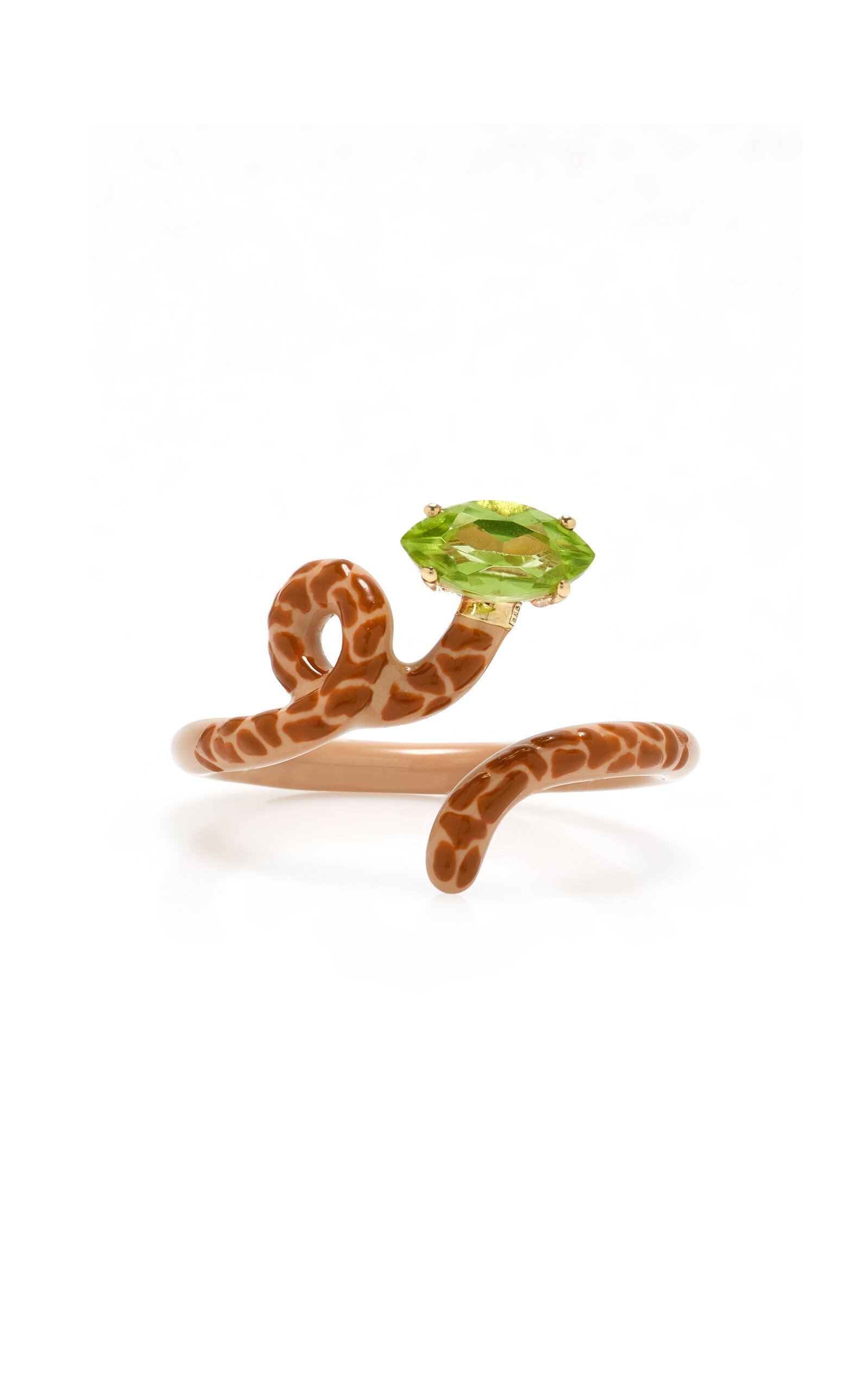 Bea Bongiasca - Giraffe Vine 9K Gold Peridot and Enamel Ring - Multi - US 7 - Moda Operandi - Gifts For Her
