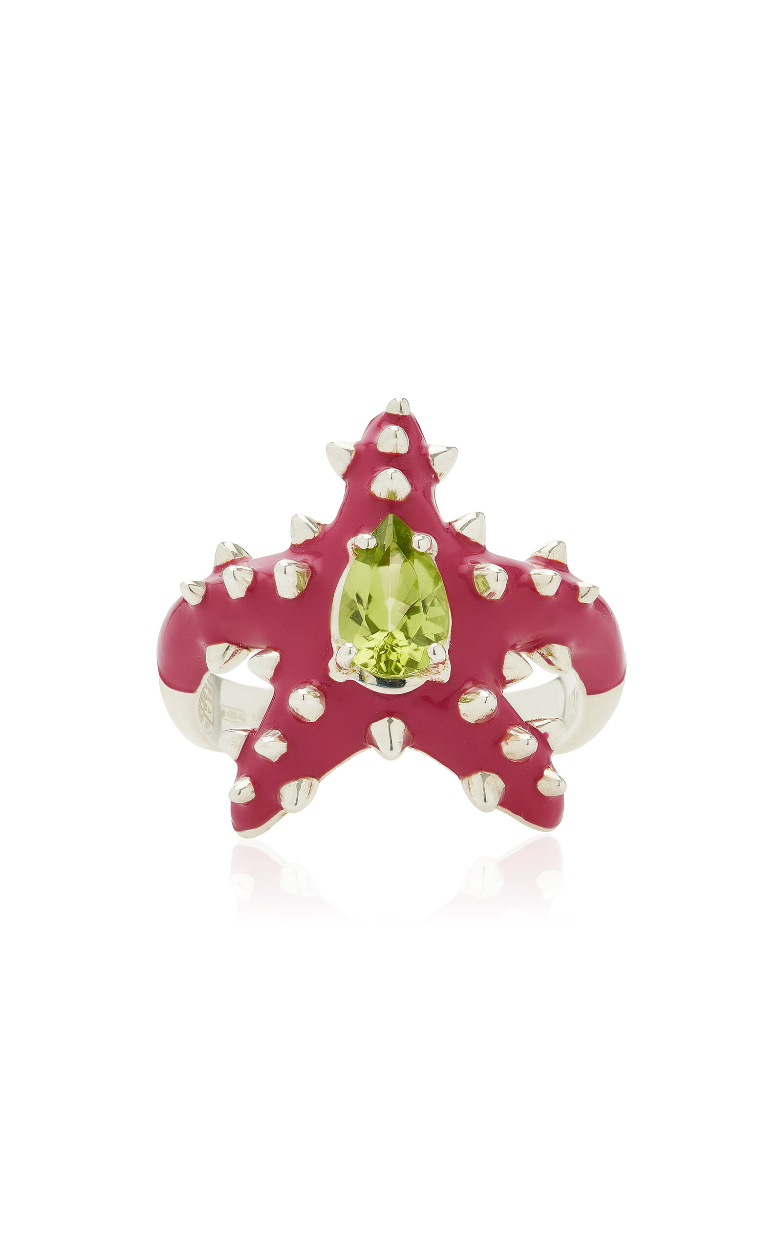 Bea Bongiasca - Stella Studded Sterling Silver Peridot and Enamel Ring - Multi - US 7 - Moda Operandi - Gifts For Her