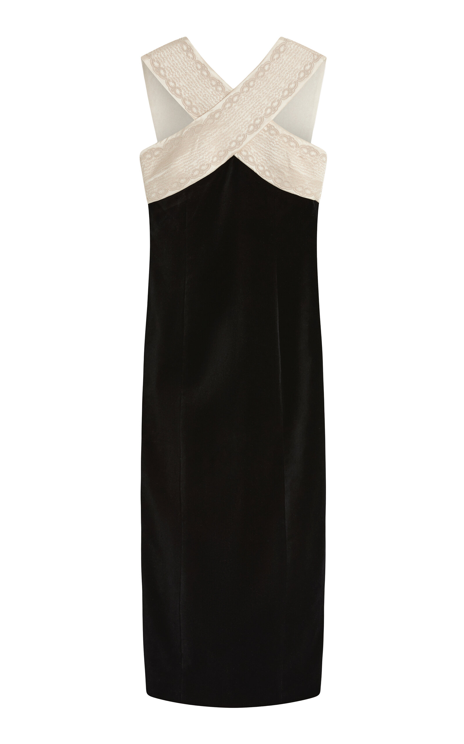 Posse - Florian Criss-Cross Velvet Midi Dress - Black - L - Moda Operandi