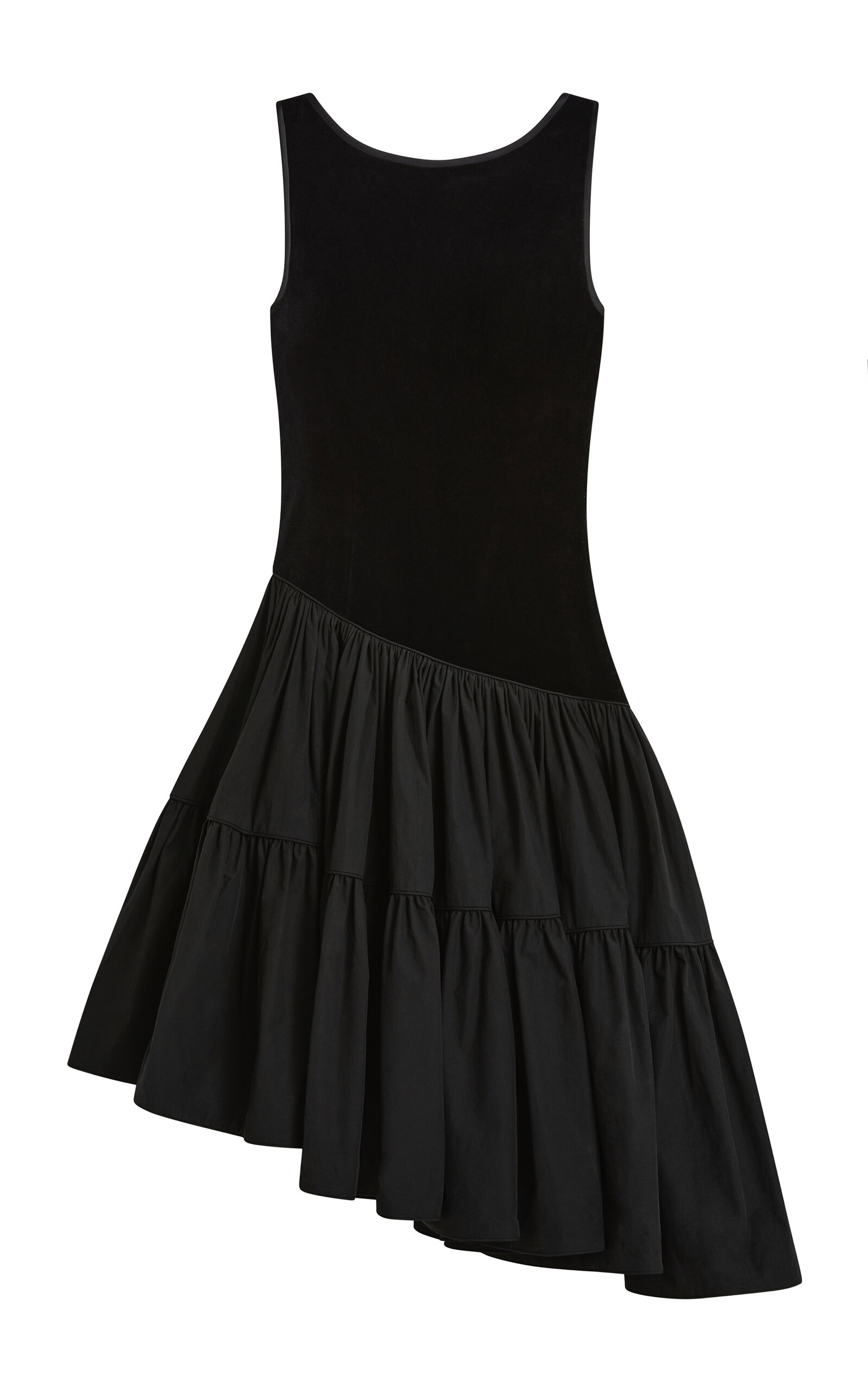 Posse - Dean Drop-Waist Cotton Velvet Midi Dress - Black - XXS - Moda Operandi