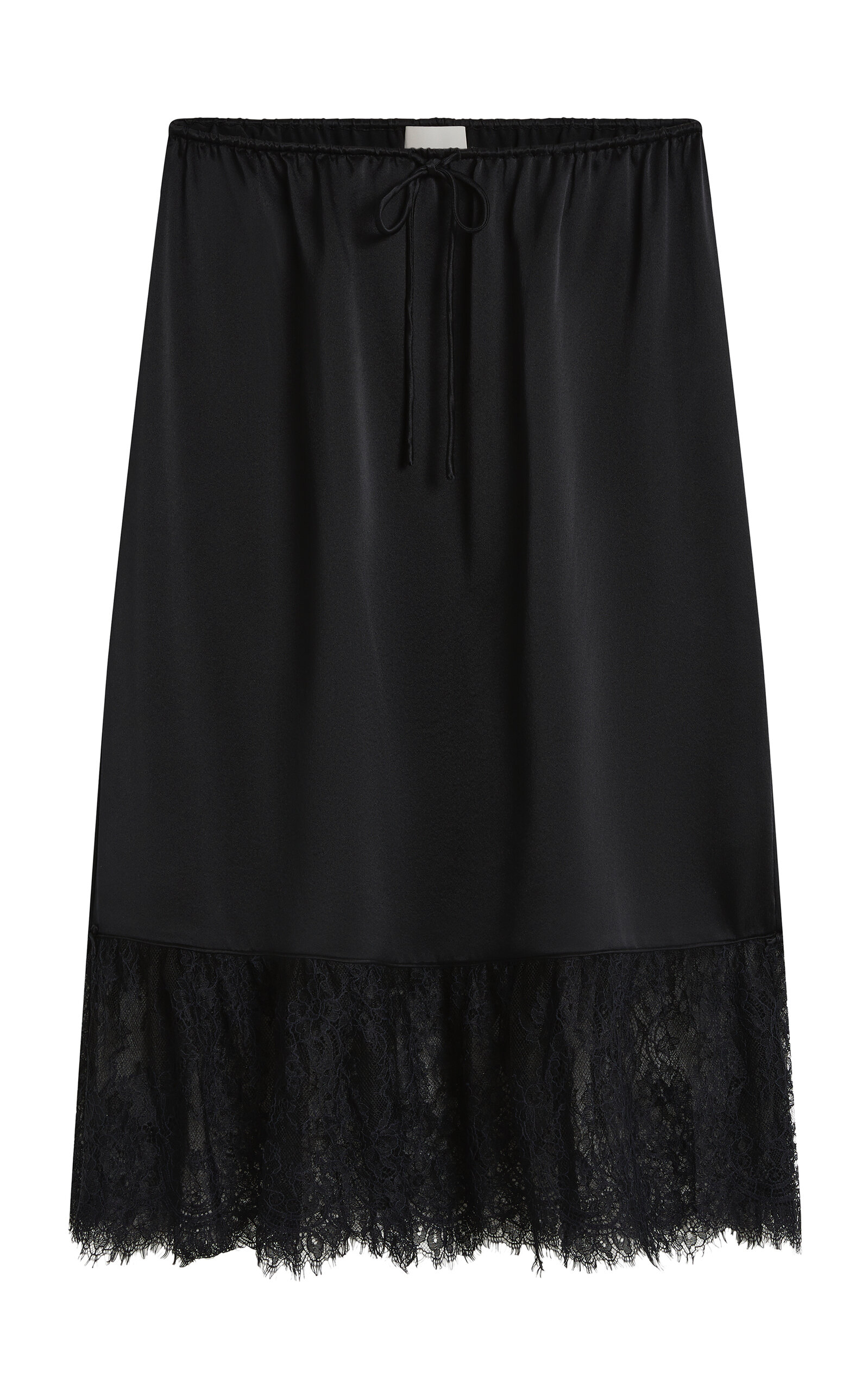 Posse Blake Lace-trimmed Silk Midi Skirt In Black