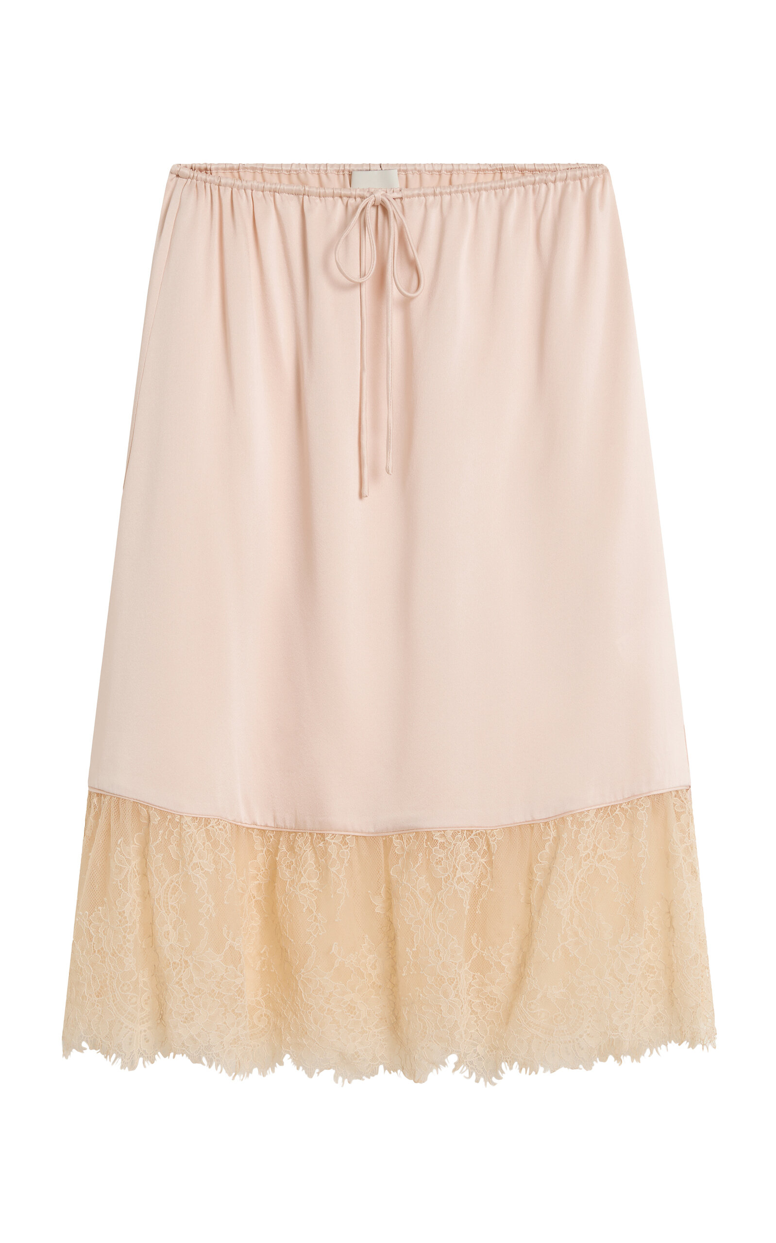 Posse Blake Lace-trimmed Silk Midi Skirt In Pink